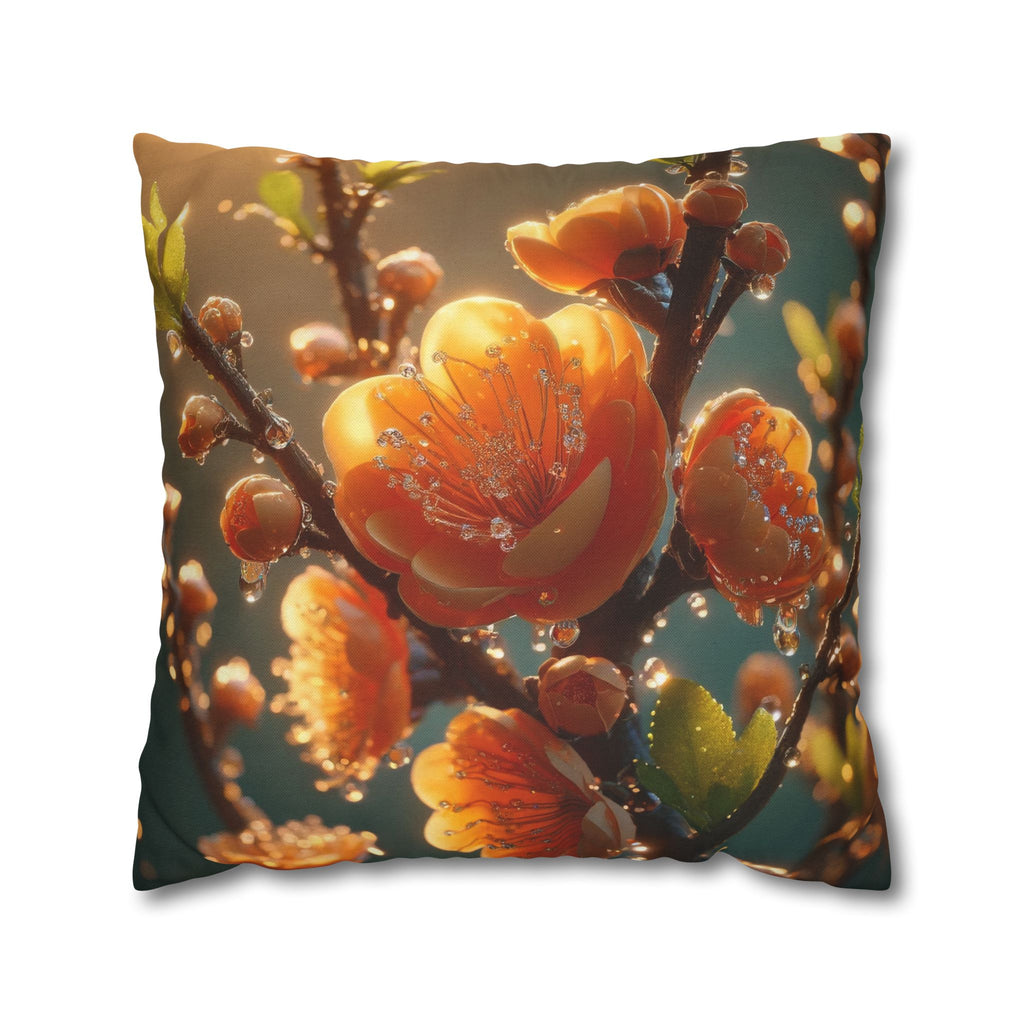 Orange-yellow diamond flowers - Polyester Square Pillowcase