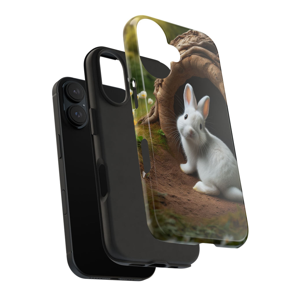 White curious rabbit - Tough Phone Case