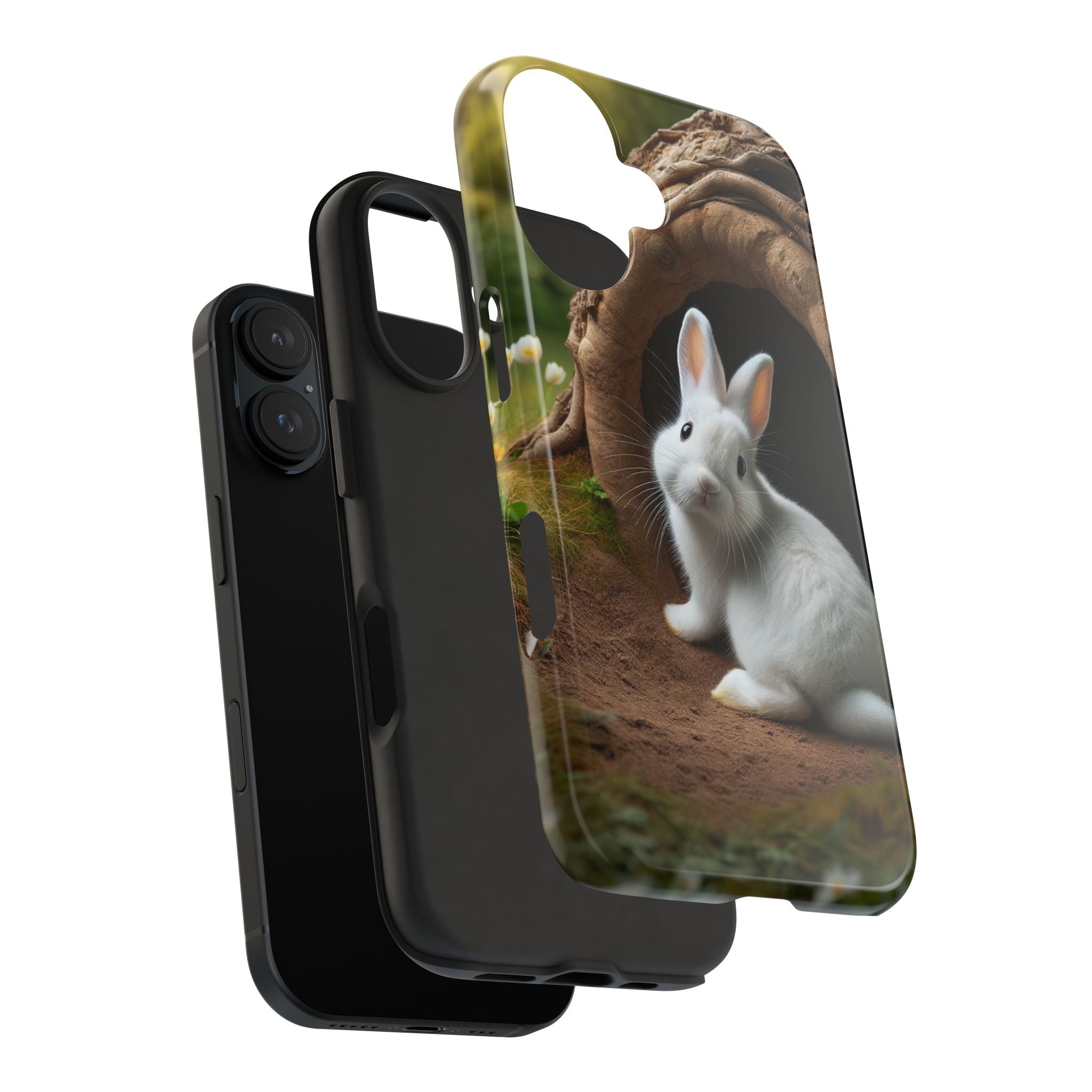 White curious rabbit - Tough Phone Case