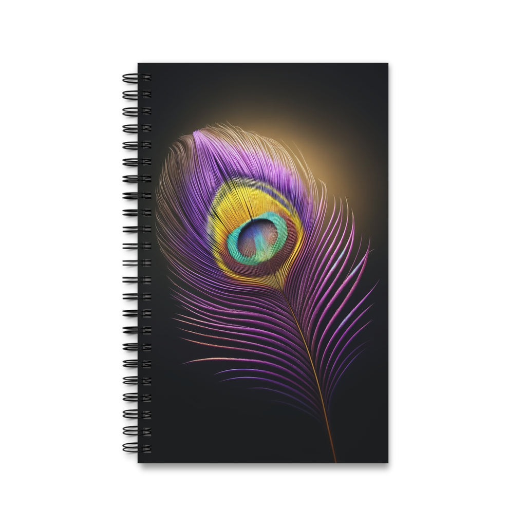 Fantasy Peacock Feather (Purple-Yellow) - Spiral Journal