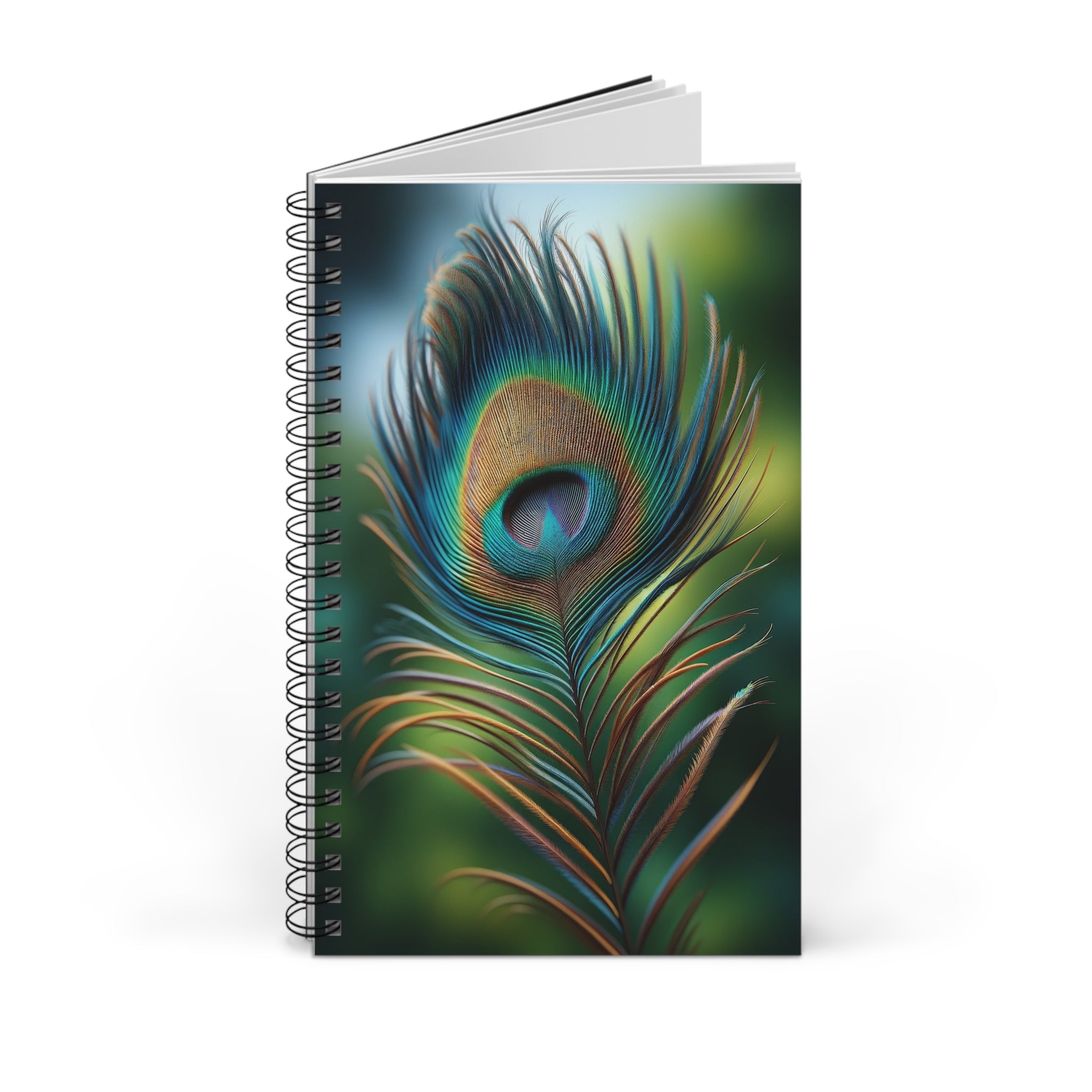Fantasy Peacock Feather Blue-green (2) - Spiral Journal