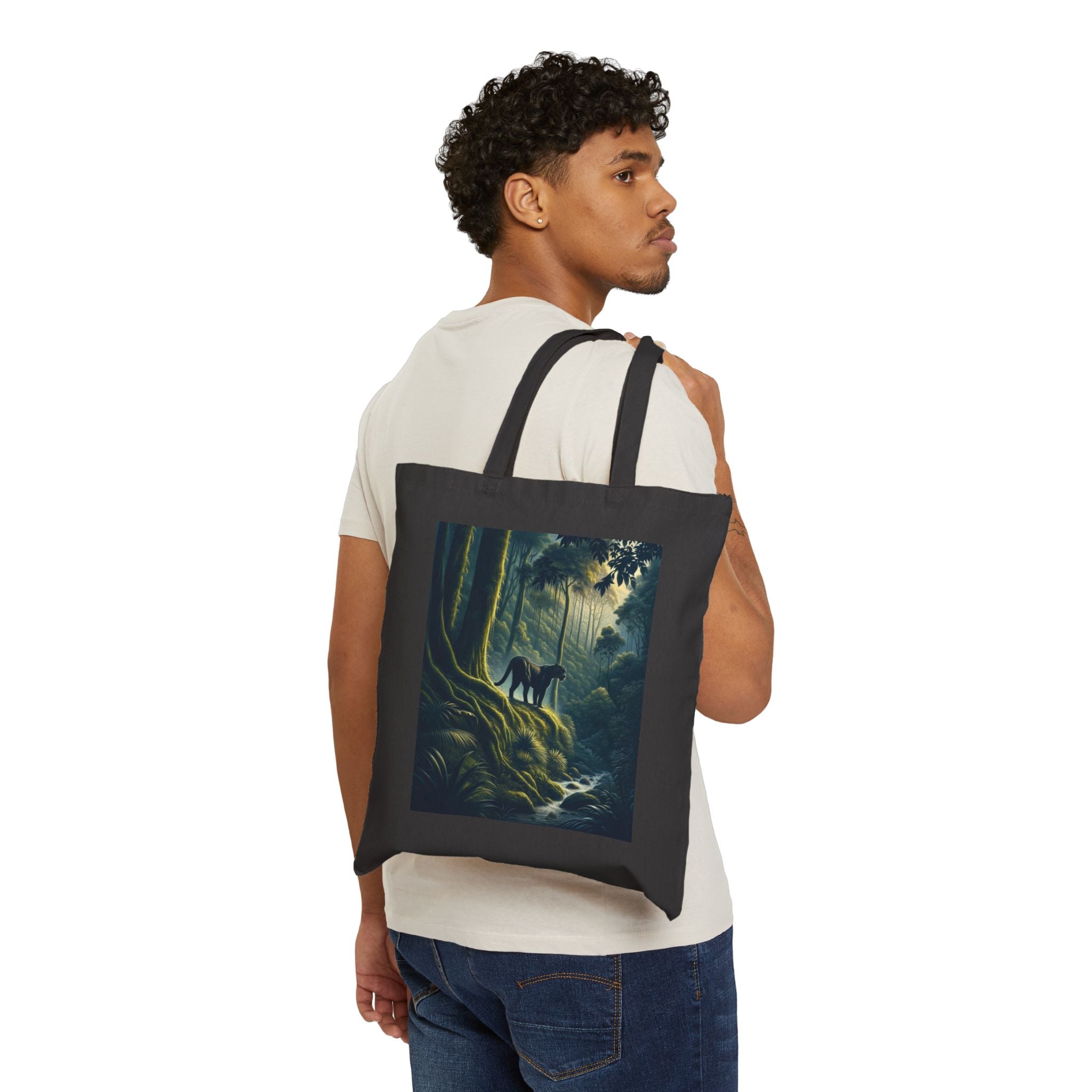 Panther in the Jungle - Cotton Canvas Tote Bag