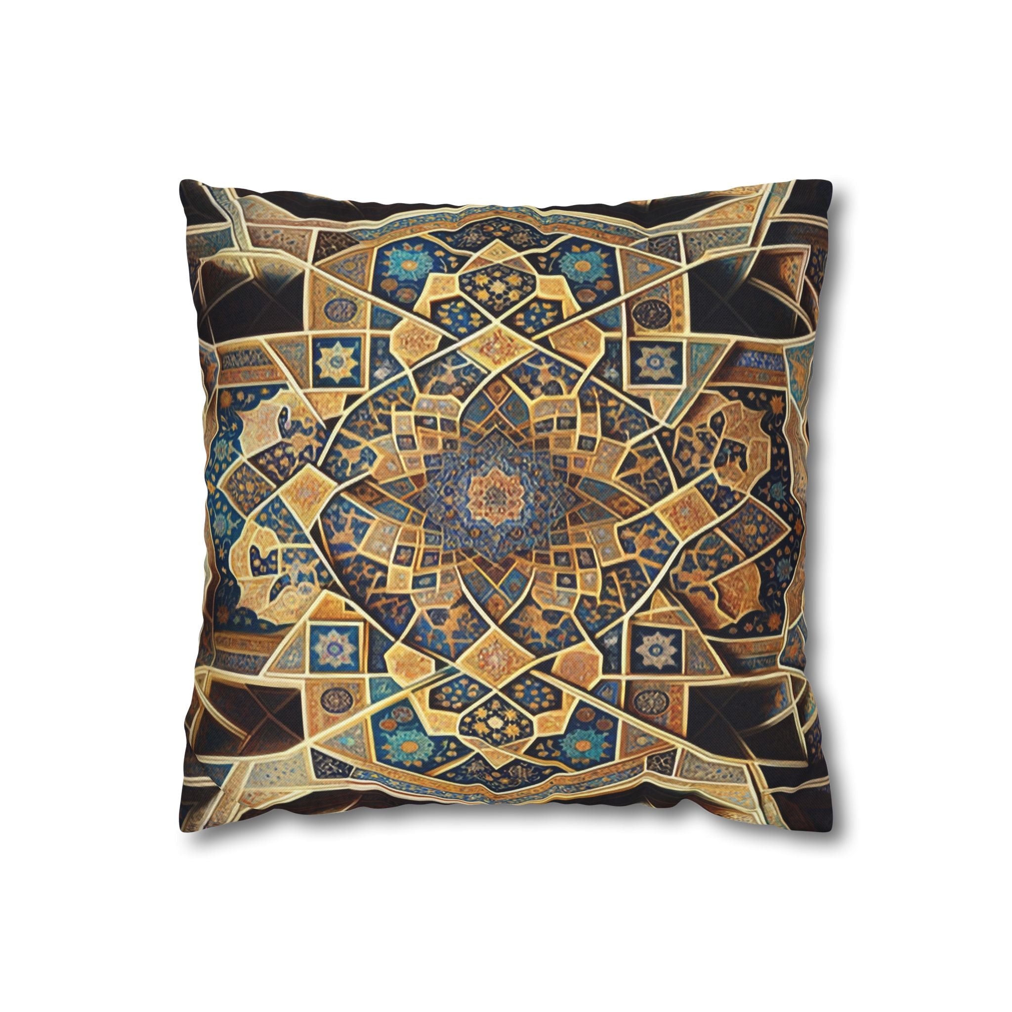 Persian Art, yellow-brown - Polyester Square Pillowcase