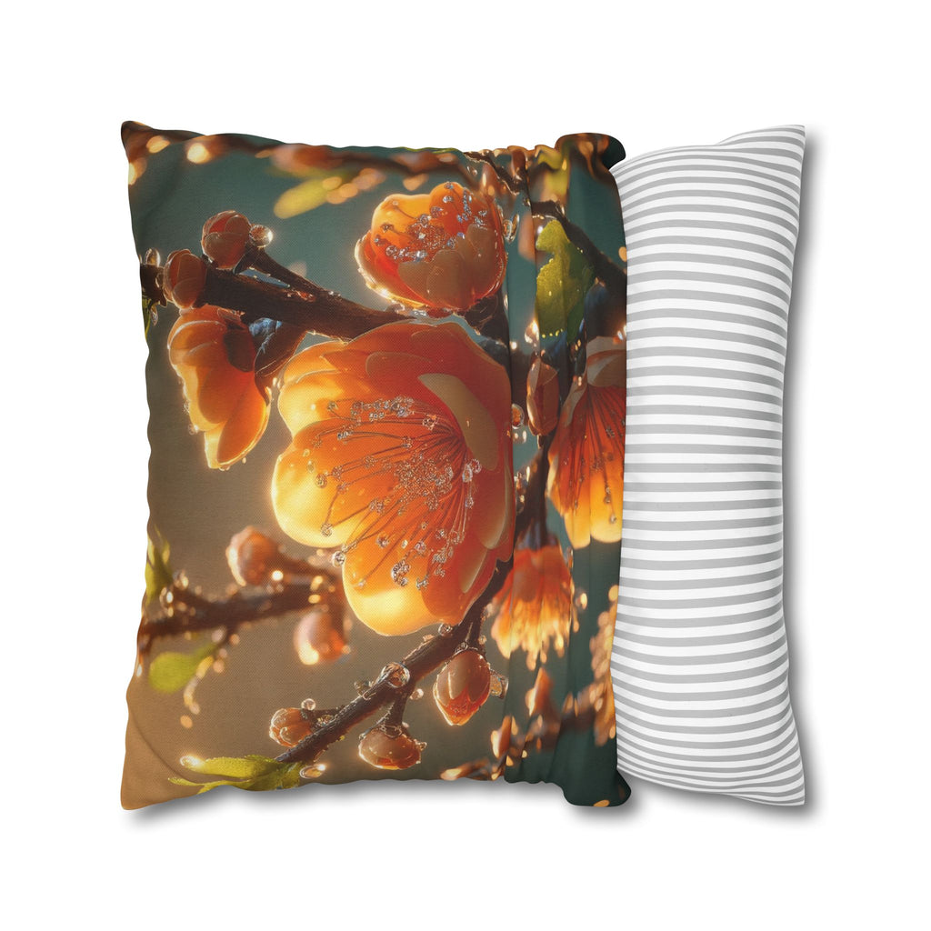 Orange-yellow diamond flowers - Polyester Square Pillowcase