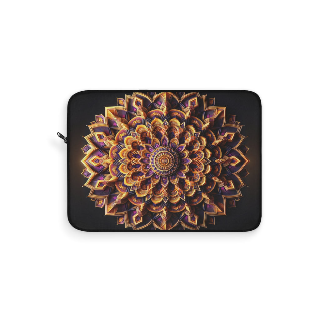 Golden colour 3D Mandala - Laptop Sleeve