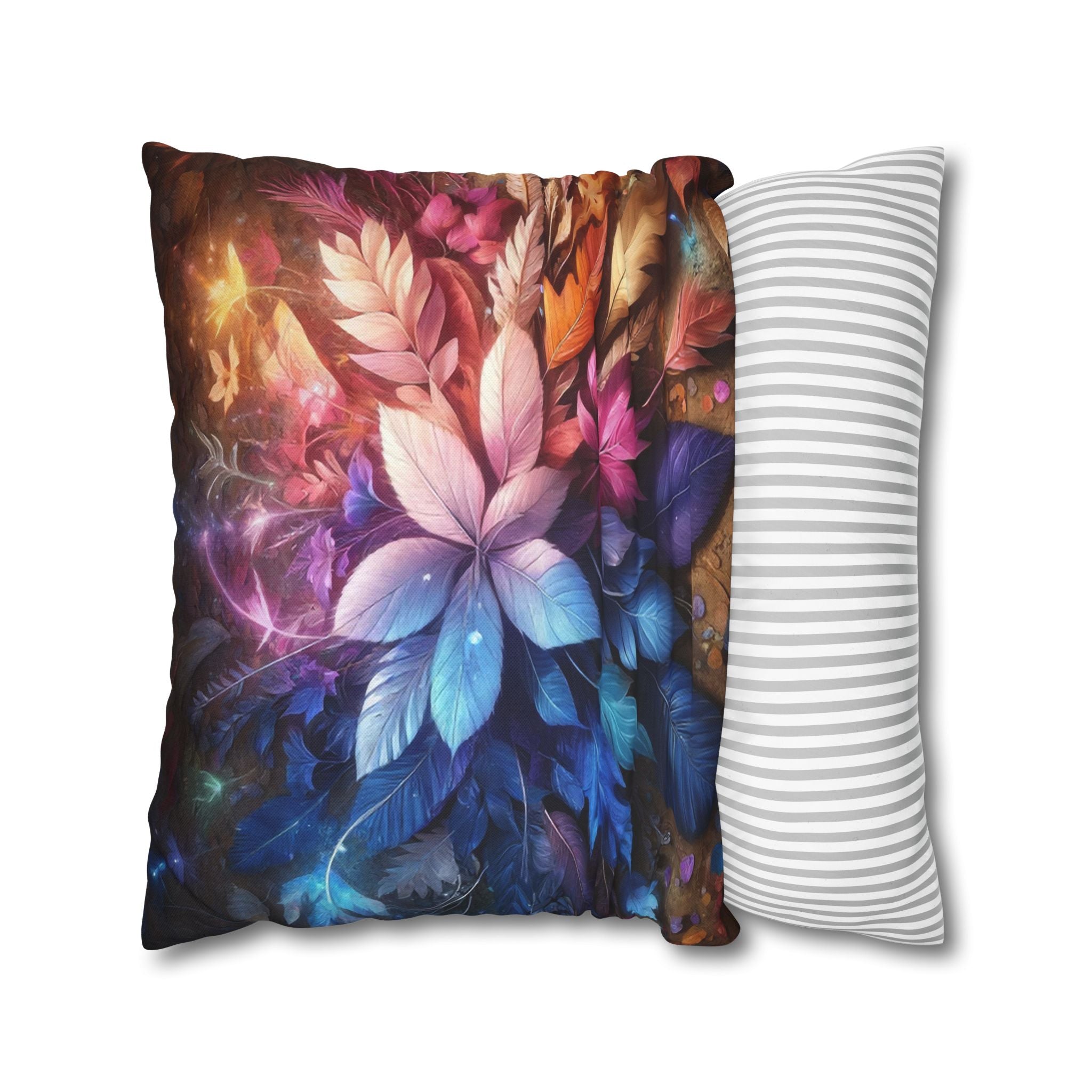 Pastel coloured magical Leaves - Polyester Square Pillowcase