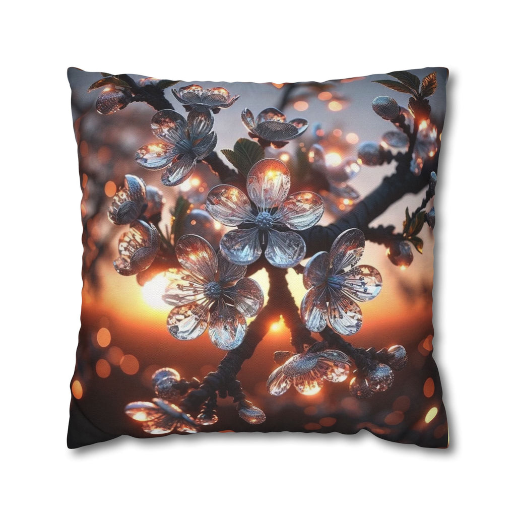 A branch full of white flowers - Polyester Square Pillowcase