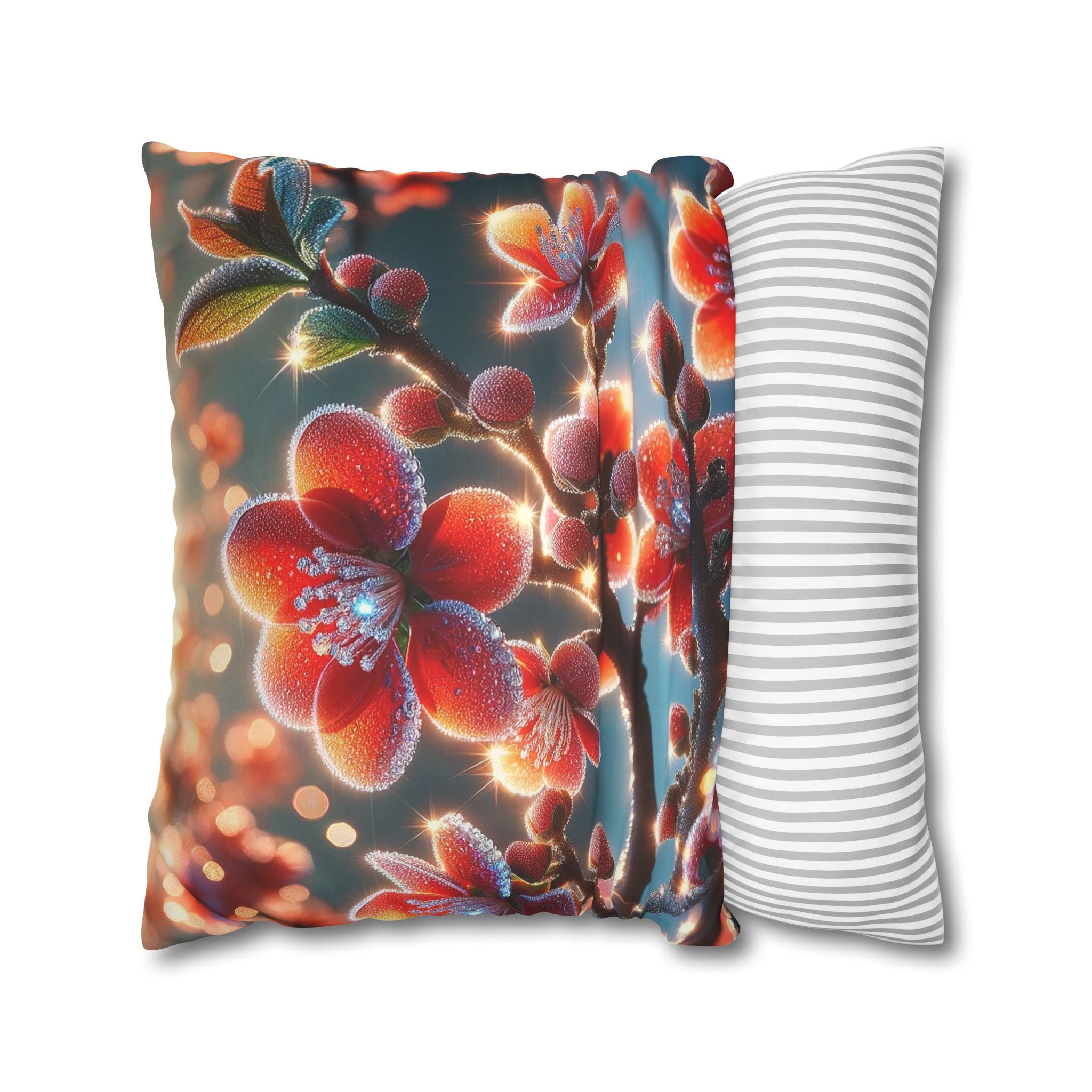 Red diamond flowers (in sun rise) - Suede Square Pillowcase
