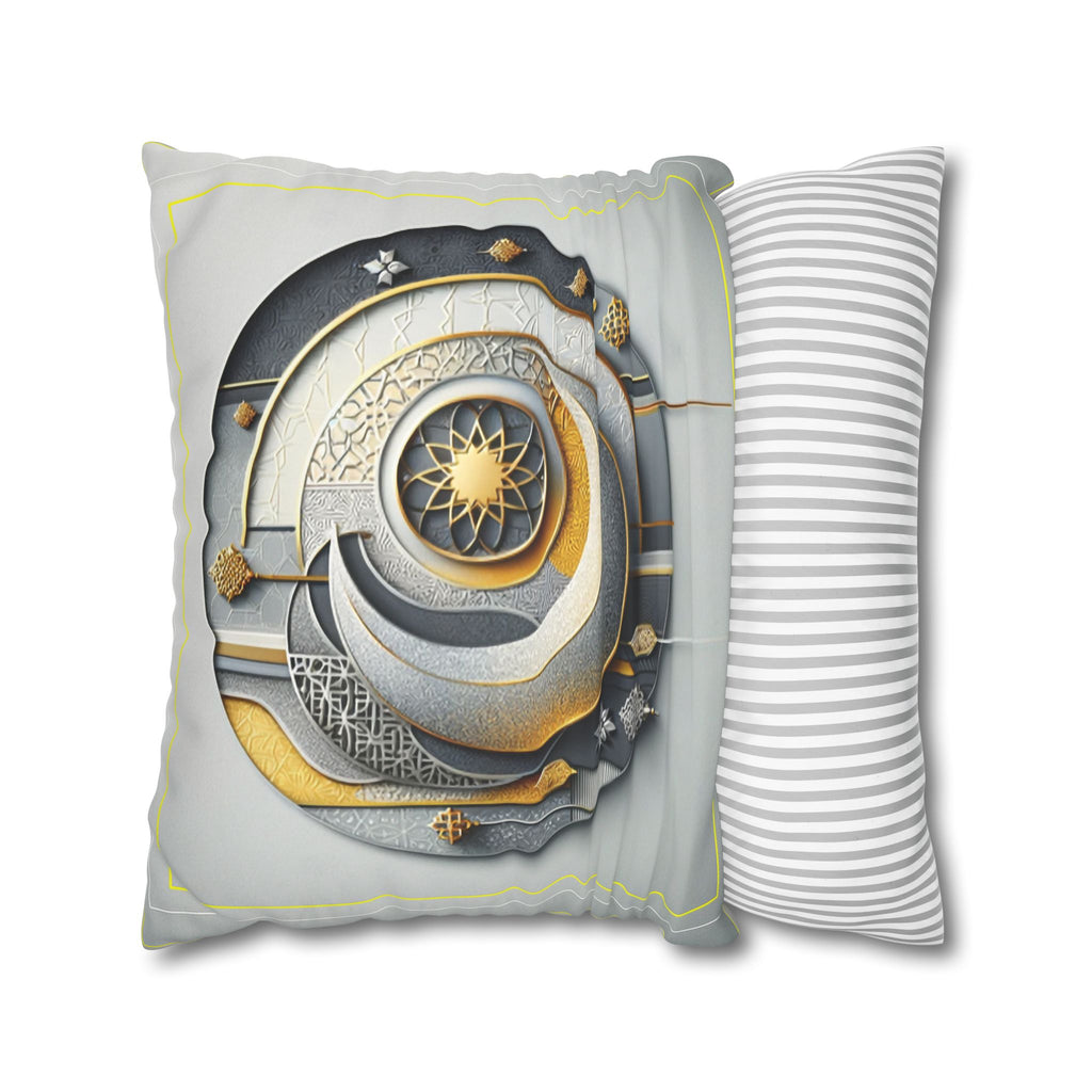 Islamic Art (gold, silver and grey) - Suede Square Pillowcase