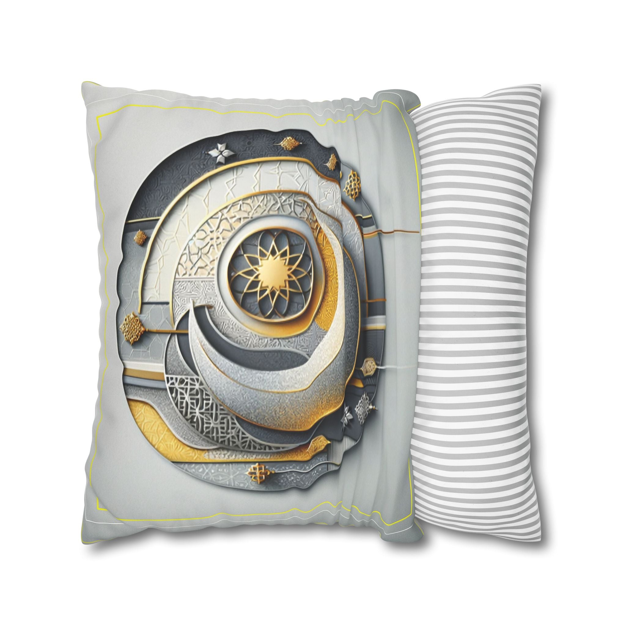 Islamic Art (gold, silver and grey) - Suede Square Pillowcase