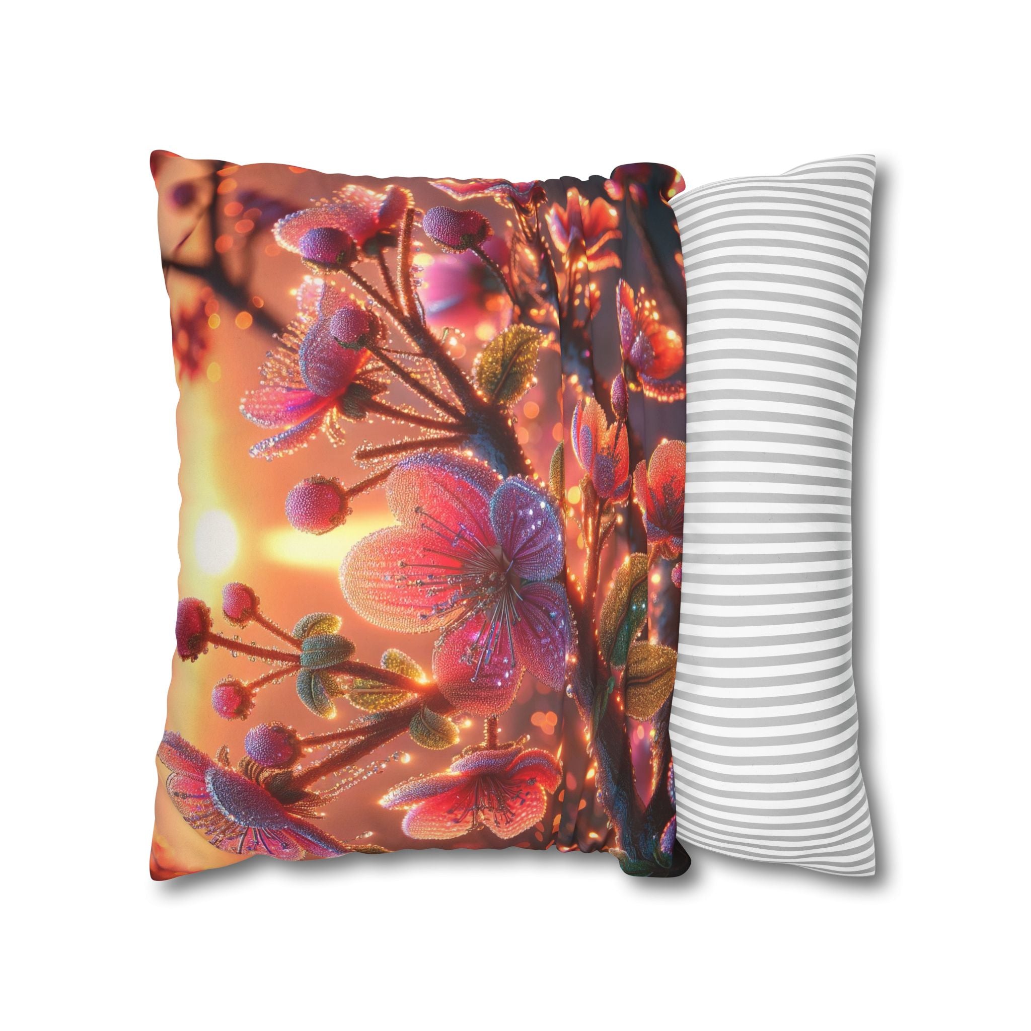 Pink diamond flowers - Suede Square Pillowcase