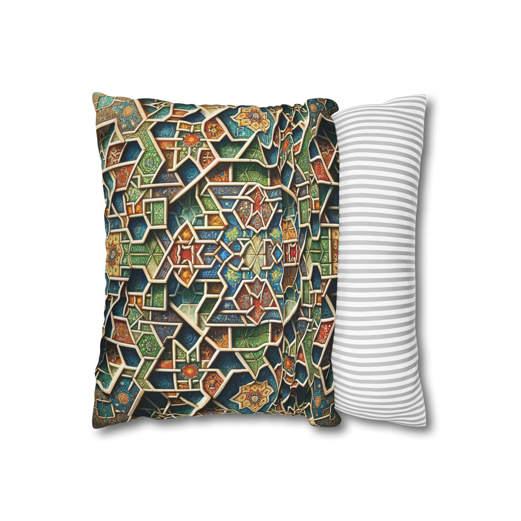 Persian art, orange-green - Polyester Square Pillowcase