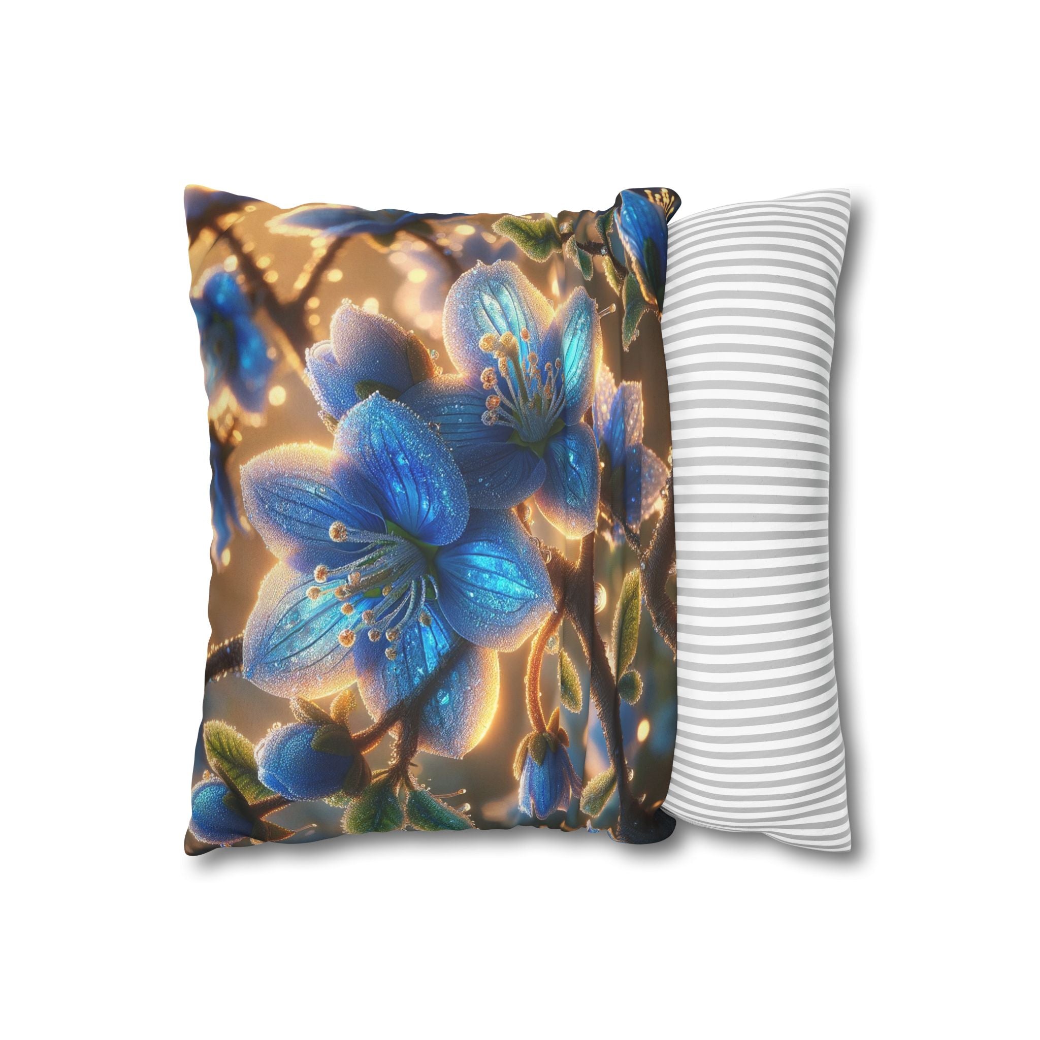 Large blue flowers  - Suede Square Pillowcase
