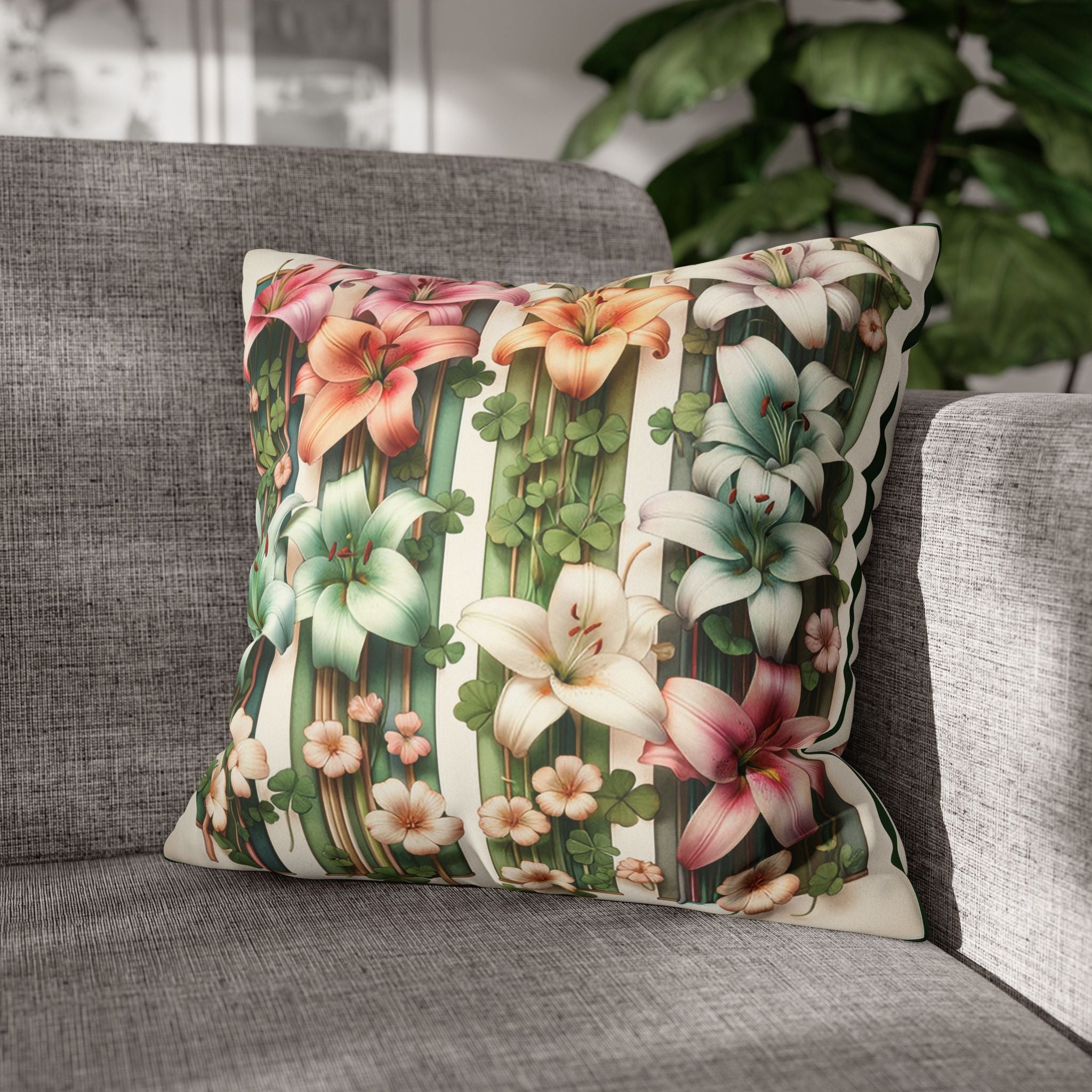 Lilies on a wall - Suede Square Pillowcase