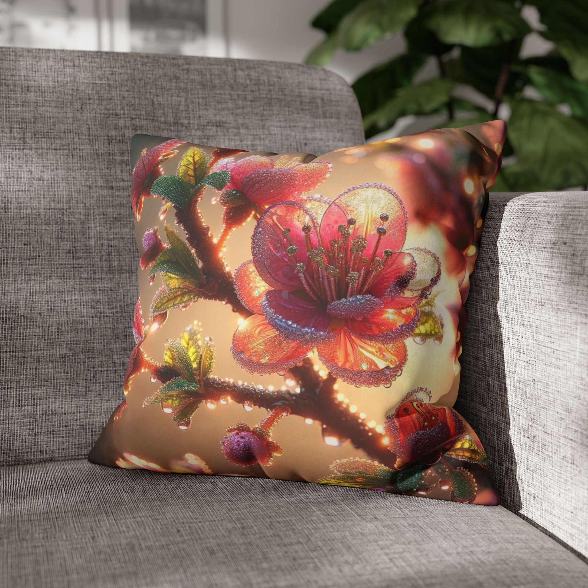 Large Pink flowers - Suede Square Pillowcase