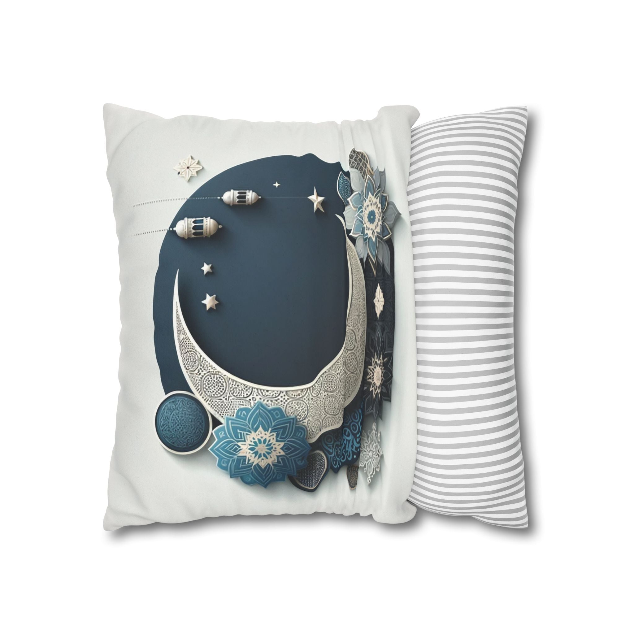 Islamic Art (large silver moon) - Suede Square Pillowcase