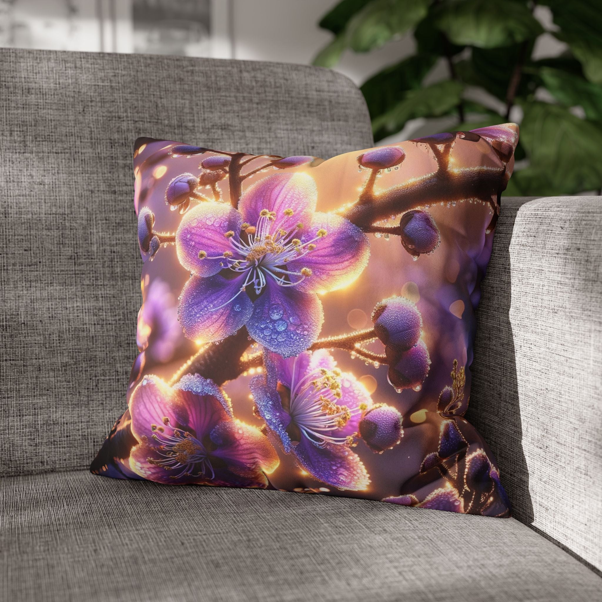 Lavender coloured flowers - Suede Square Pillowcase