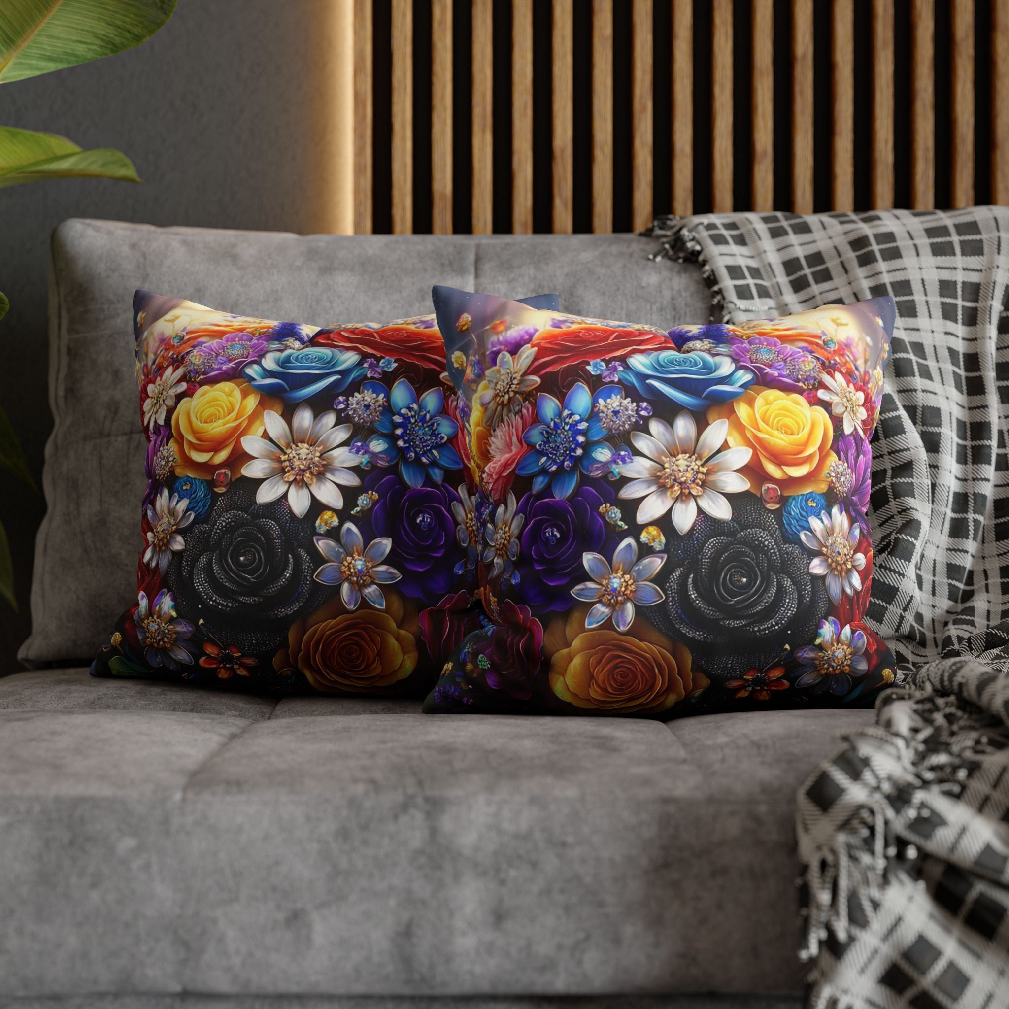 Bouquet of colourful flowers (in the sun) - Suede Square Pillowcase
