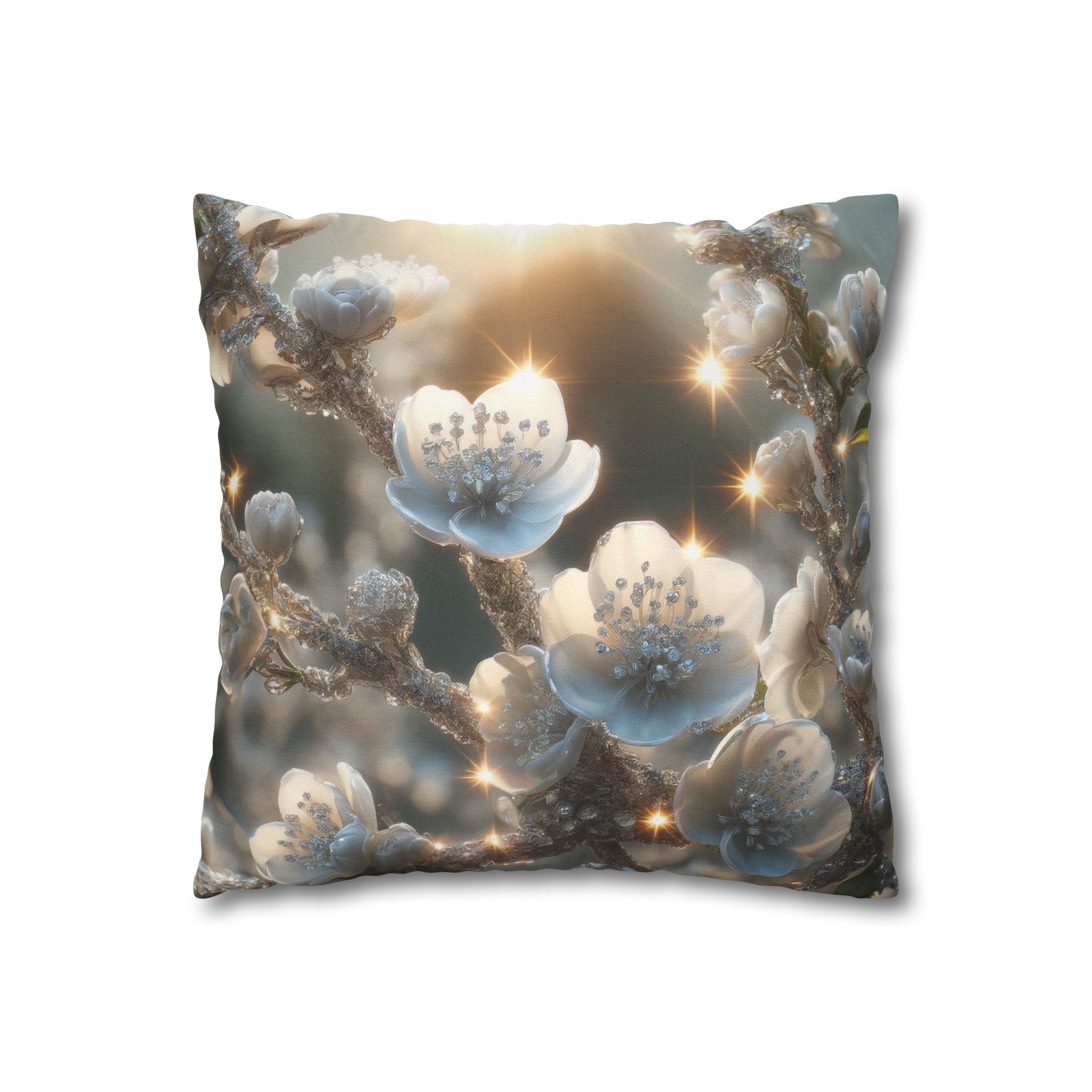 Small white flowers - Polyester Square Pillowcase