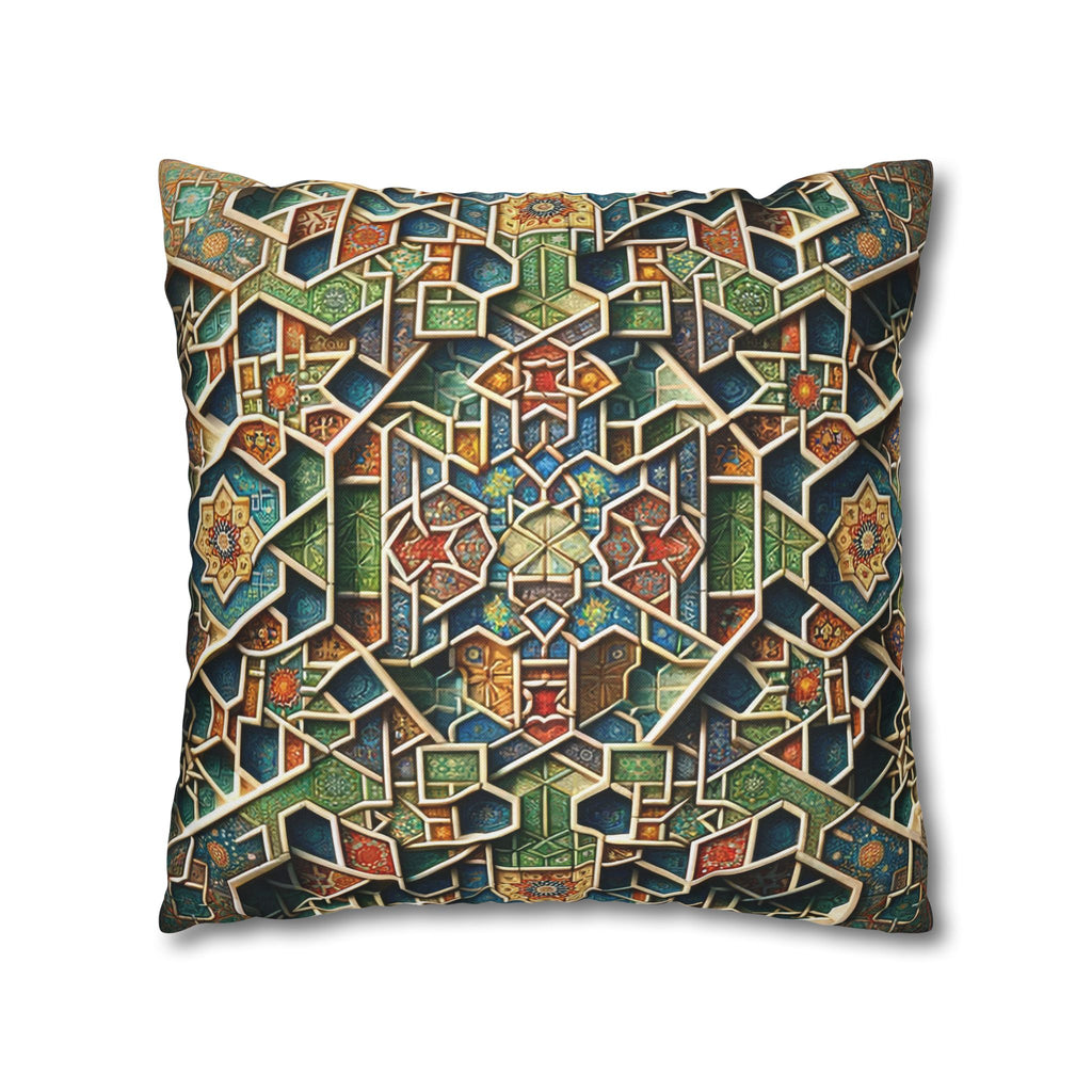 Persian art, orange-green - Polyester Square Pillowcase