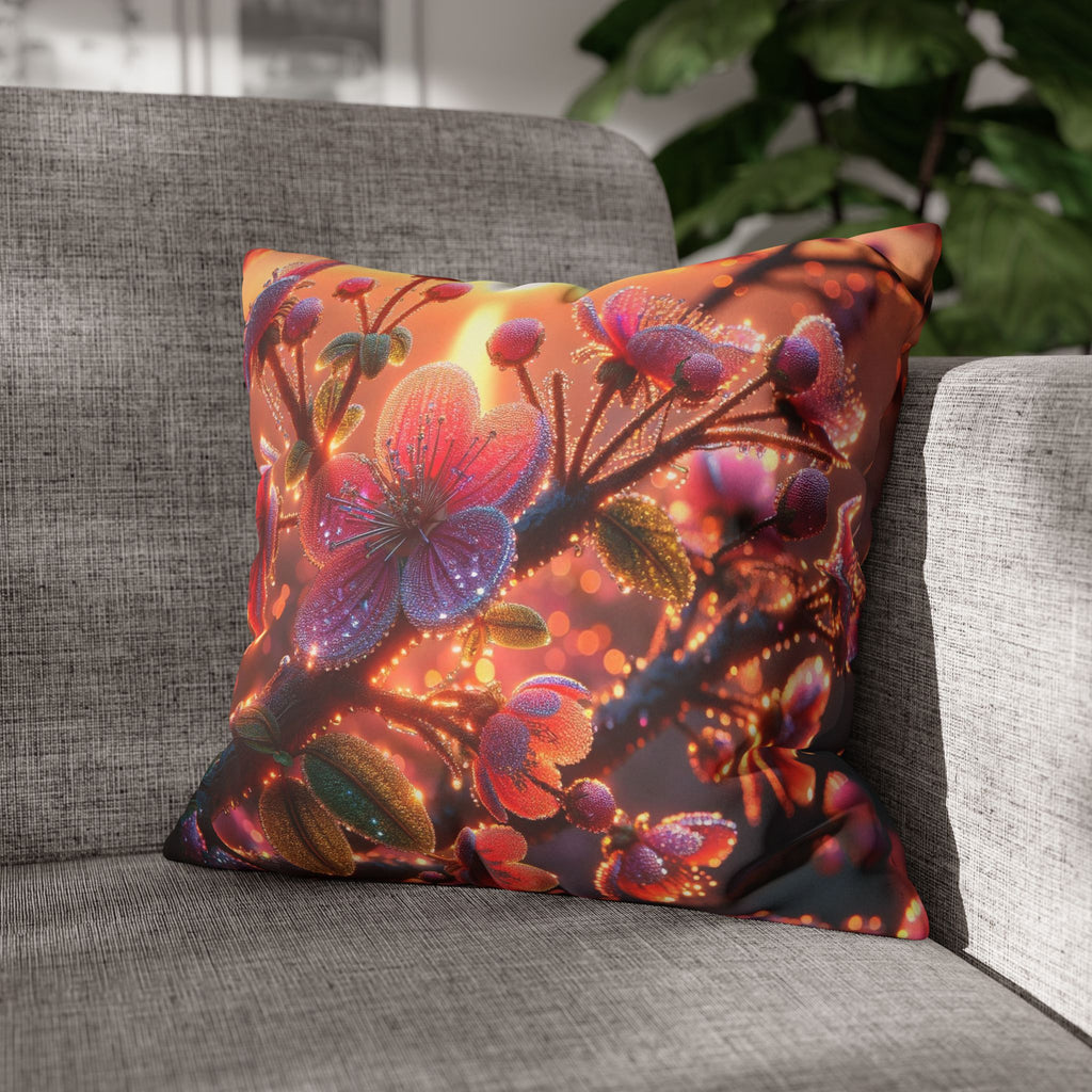 Pink diamond flowers - Suede Square Pillowcase