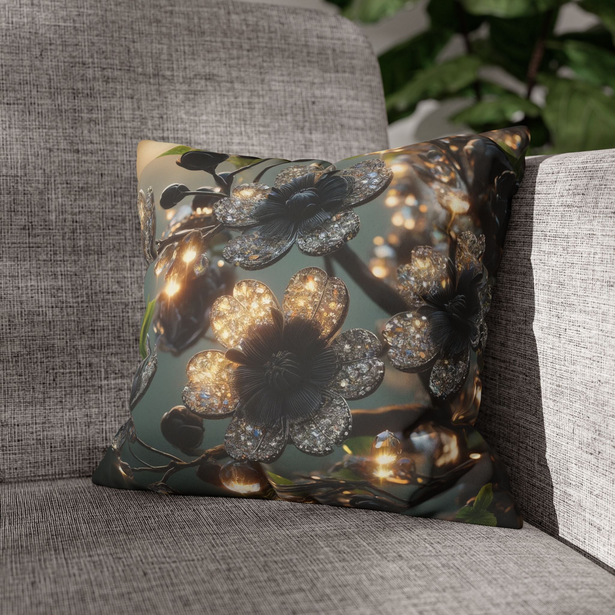 Shining diamond flowers - Suede Square Pillowcase