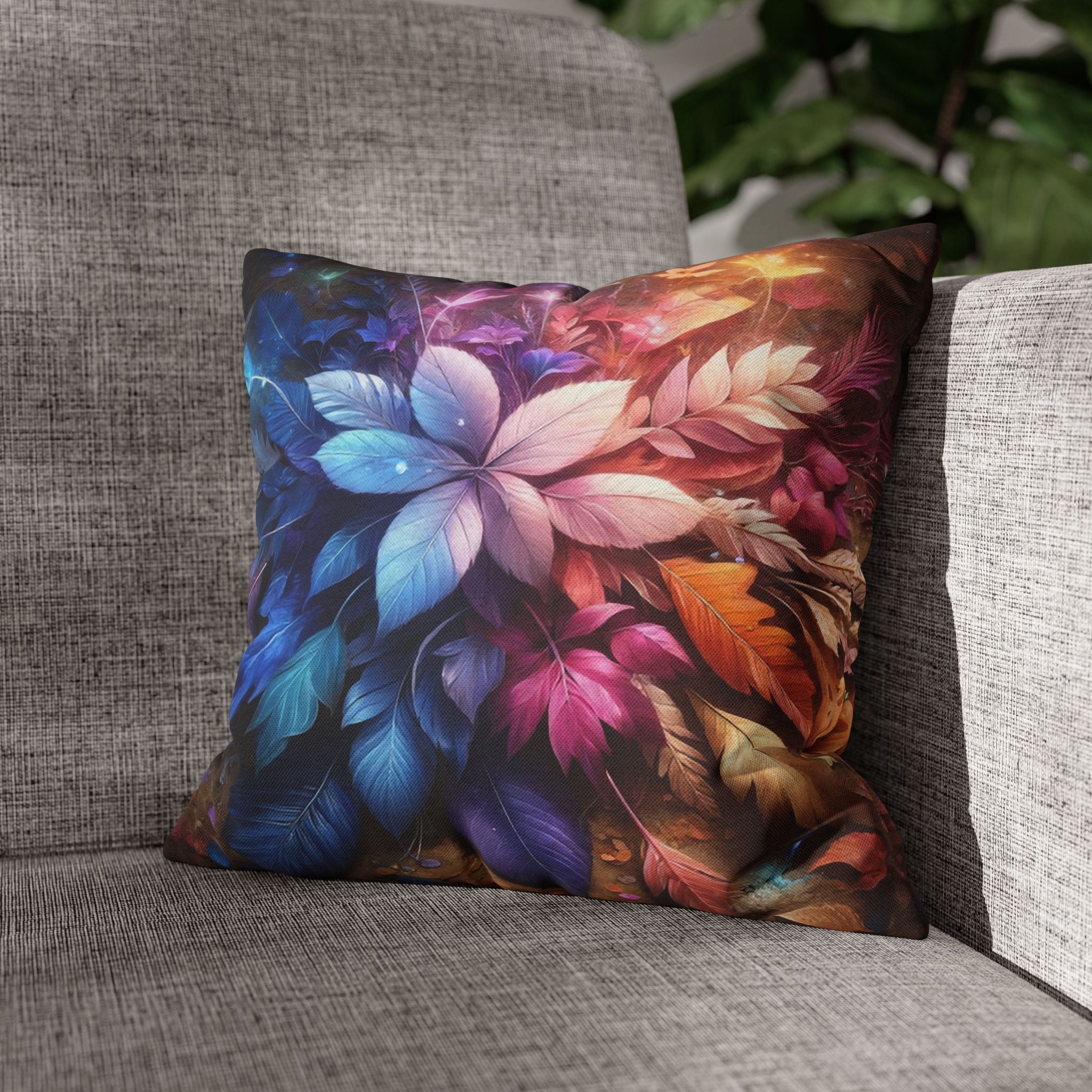 Pastel coloured magical Leaves - Polyester Square Pillowcase