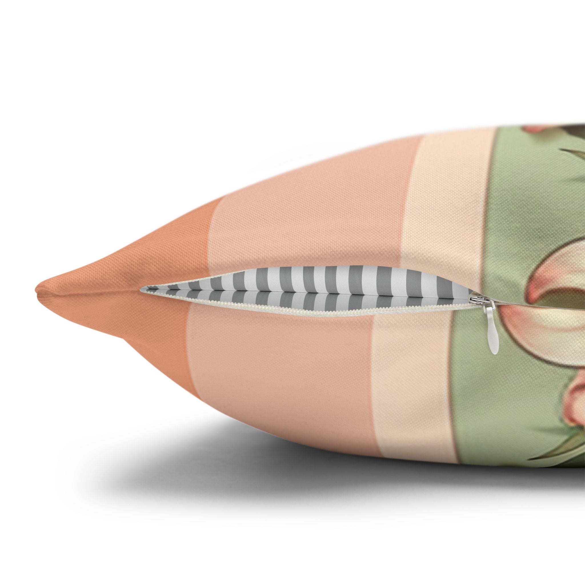 Lilies on peach background - Polyester Square Pillowcase