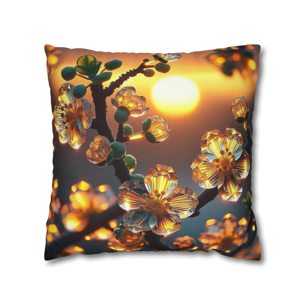 Yellow flowers in sunset - Polyester Square Pillowcase