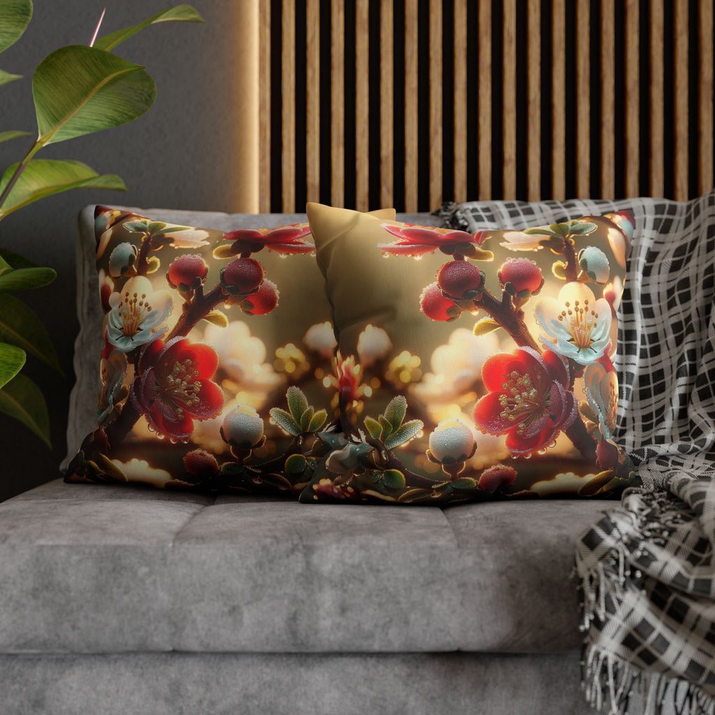 Red and white flowers - Suede Square Pillowcase