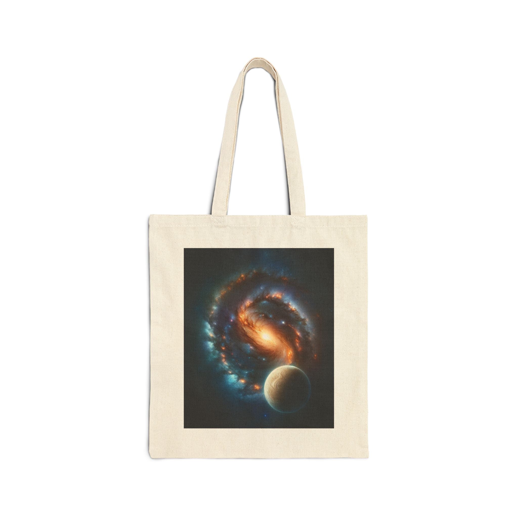 Galaxy-Themed Cotton Canvas Tote Bag