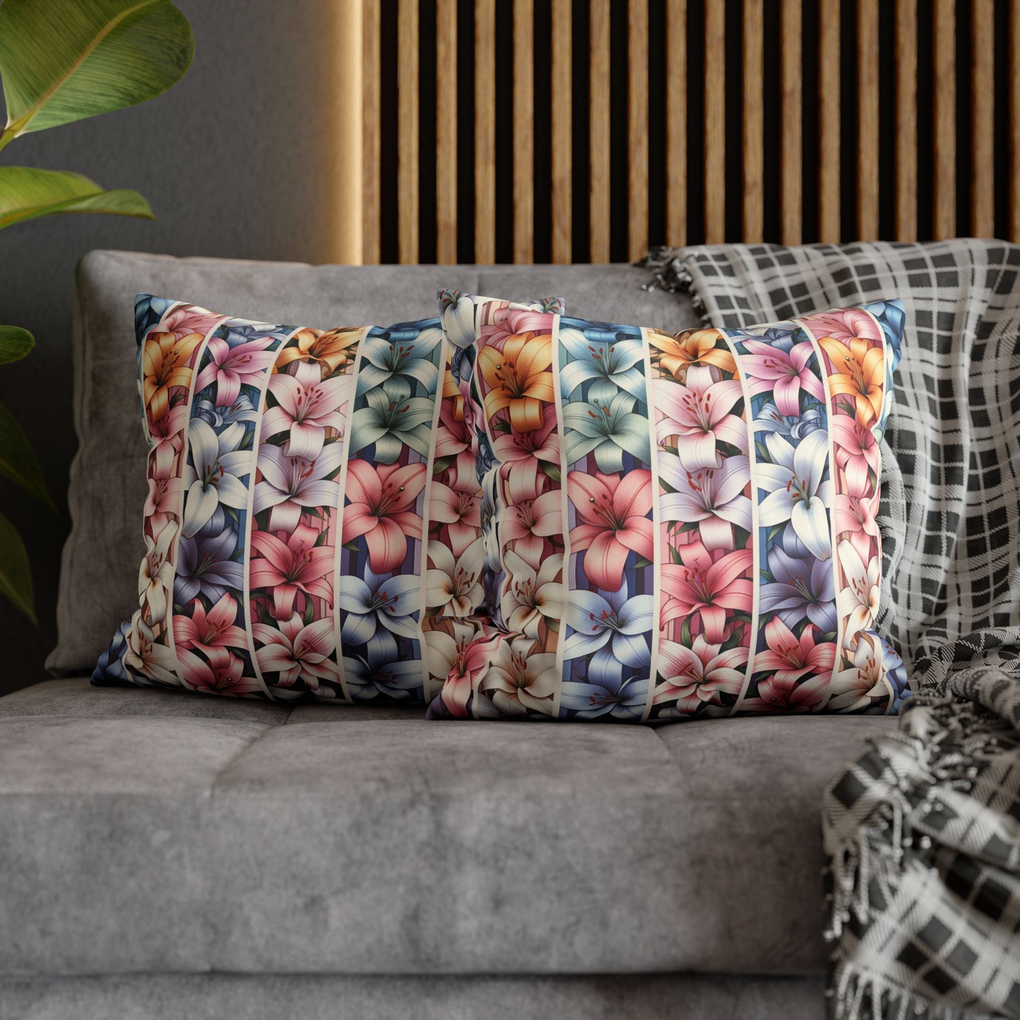 Lilies (in lines)- Suede Square Pillowcase