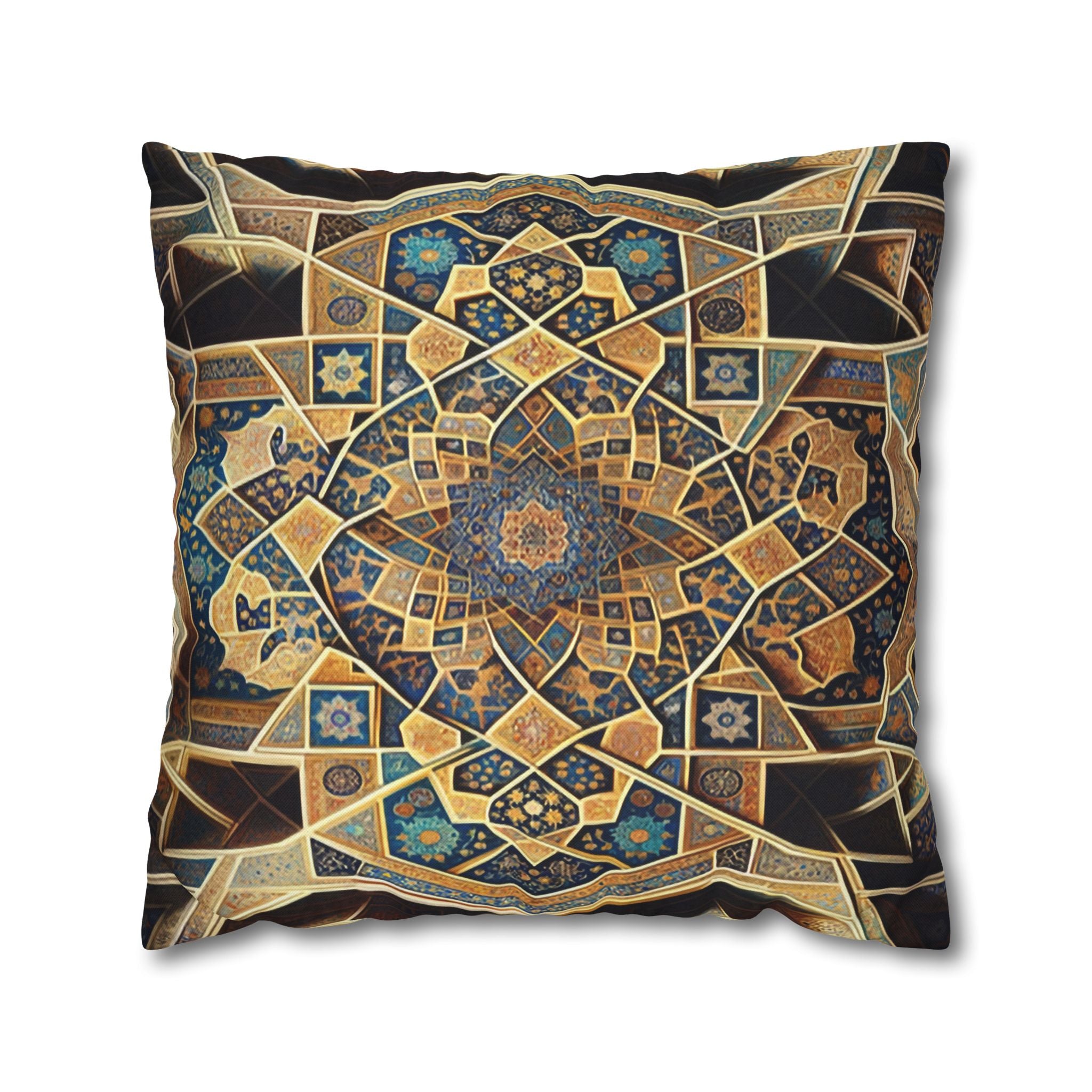 Persian Art, yellow-brown - Polyester Square Pillowcase