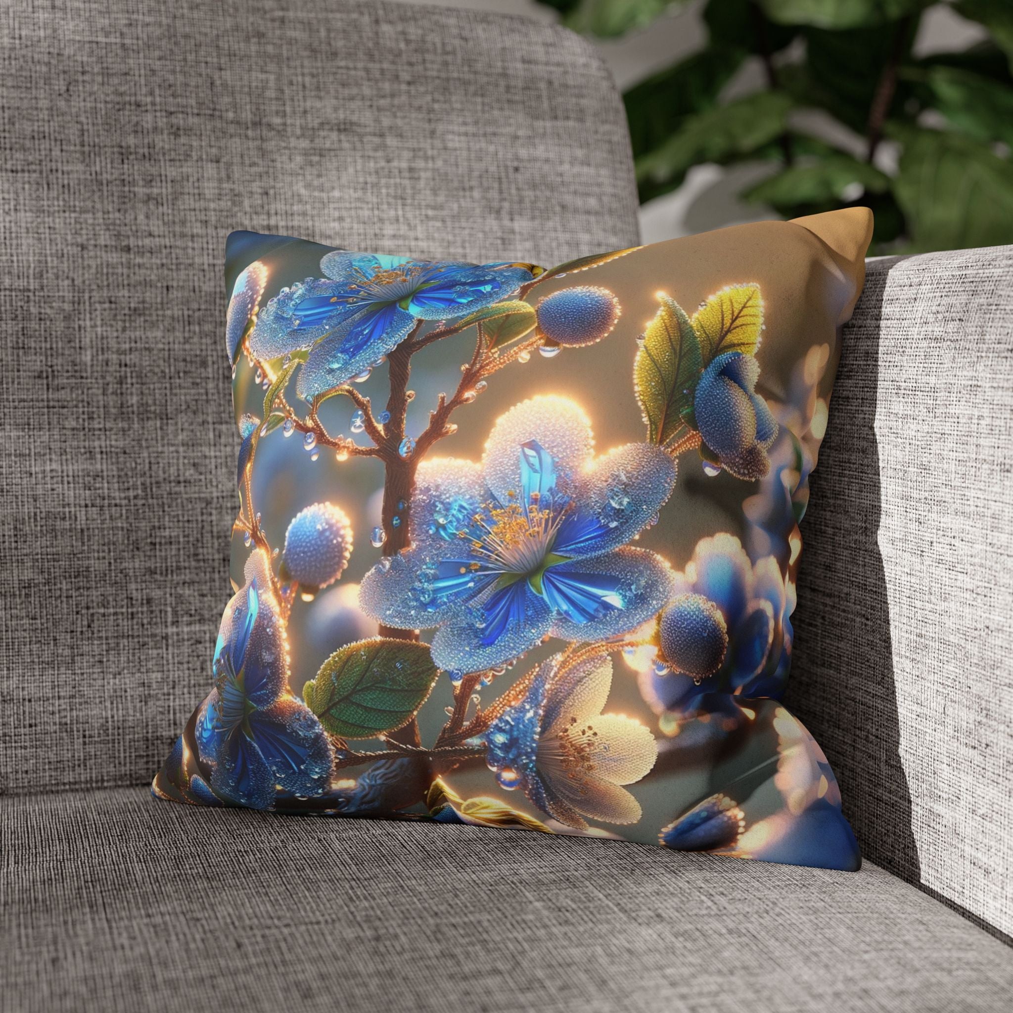 White-blue flowers - Suede Square Pillowcase