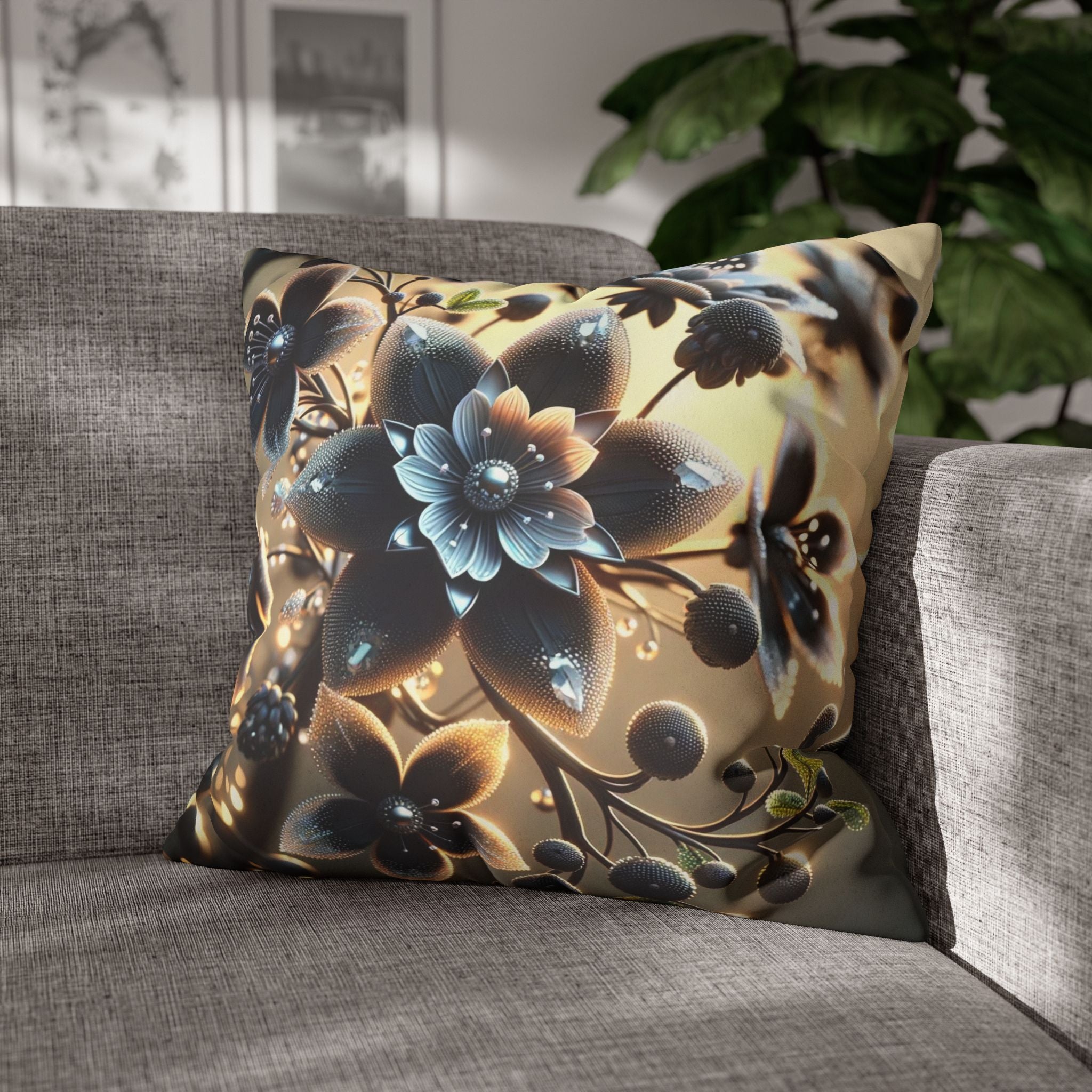 A large black flower - Suede Square Pillowcase