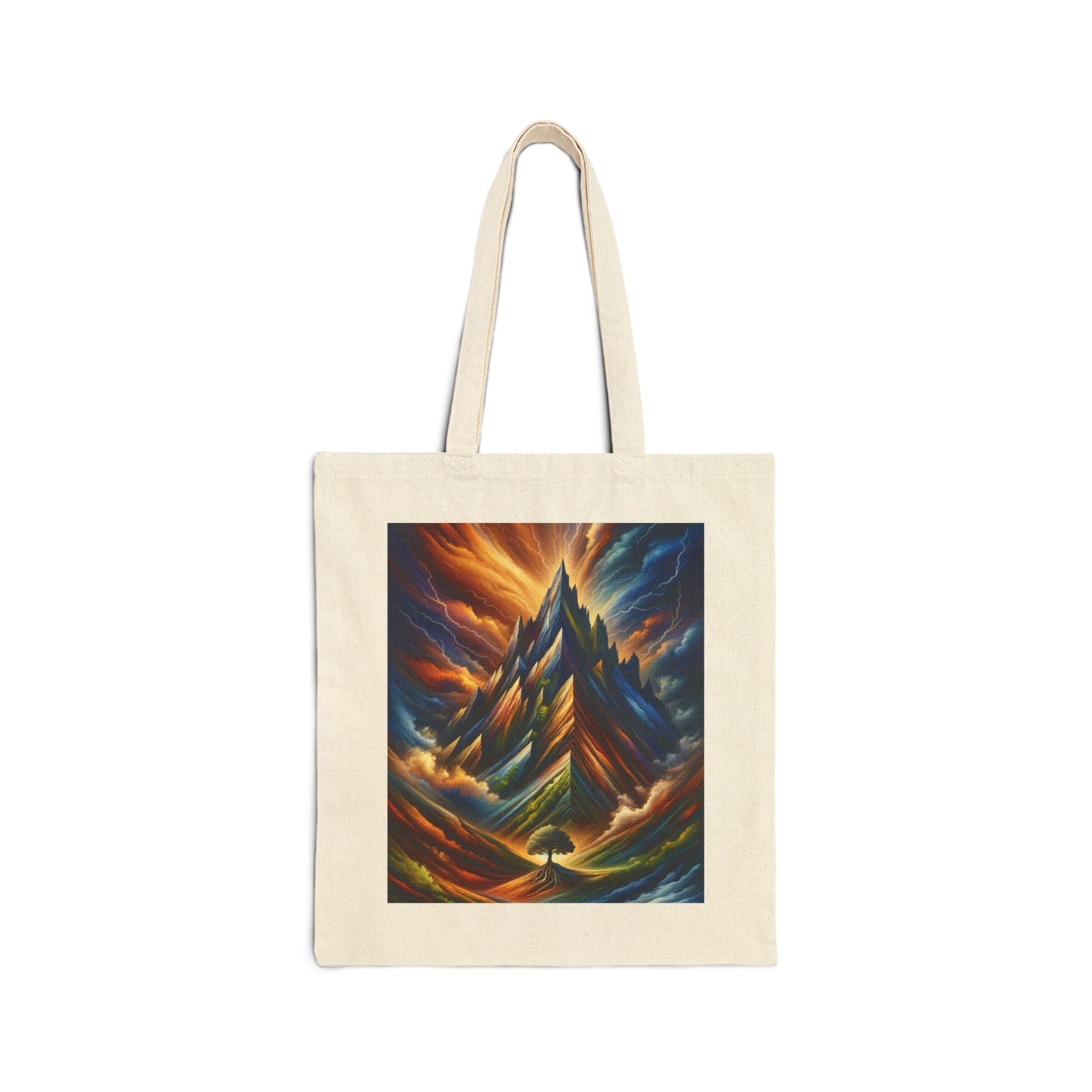 Vibrant Mountain Art Tote Bag, Eco-Friendly Canvas Bag, Reusable Shopping Tote, Gift for Nature Lovers, Art Lovers' Tote