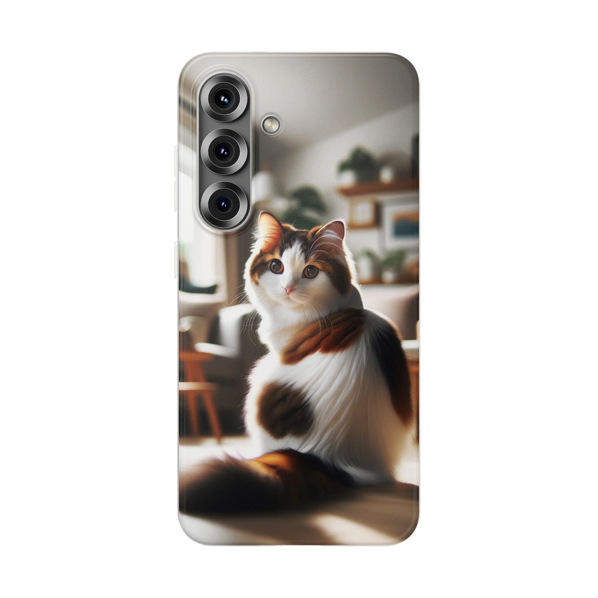 Curious, white-brown cat - Flexi Case (Samsung only)
