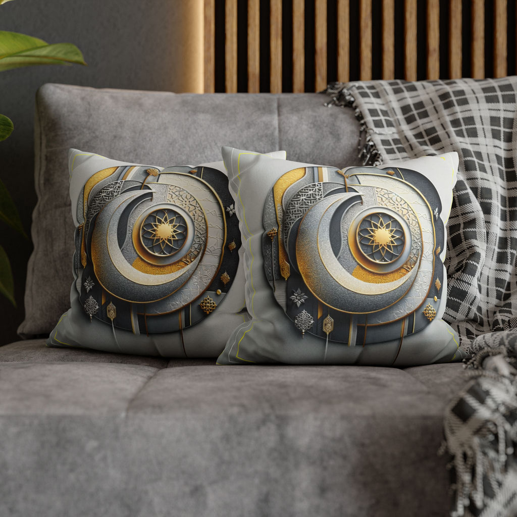 Islamic Art (gold, silver and grey) - Suede Square Pillowcase