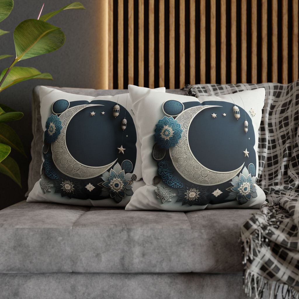 Islamic Art (large silver moon) - Suede Square Pillowcase