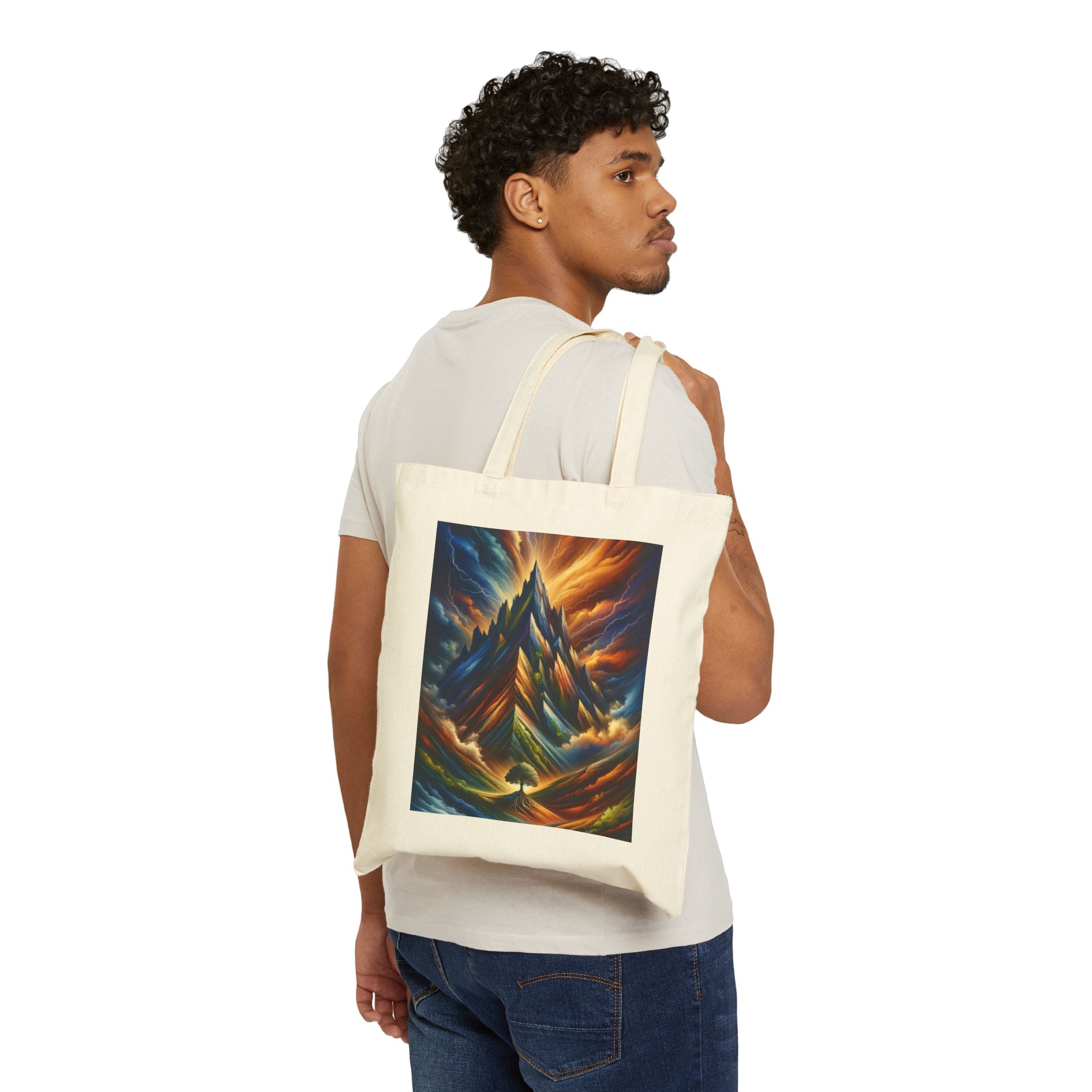 Vibrant Mountain Art Tote Bag, Eco-Friendly Canvas Bag, Reusable Shopping Tote, Gift for Nature Lovers, Art Lovers' Tote