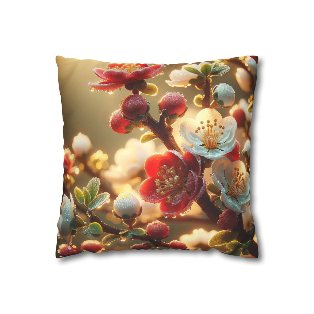 Red and white flowers - Suede Square Pillowcase