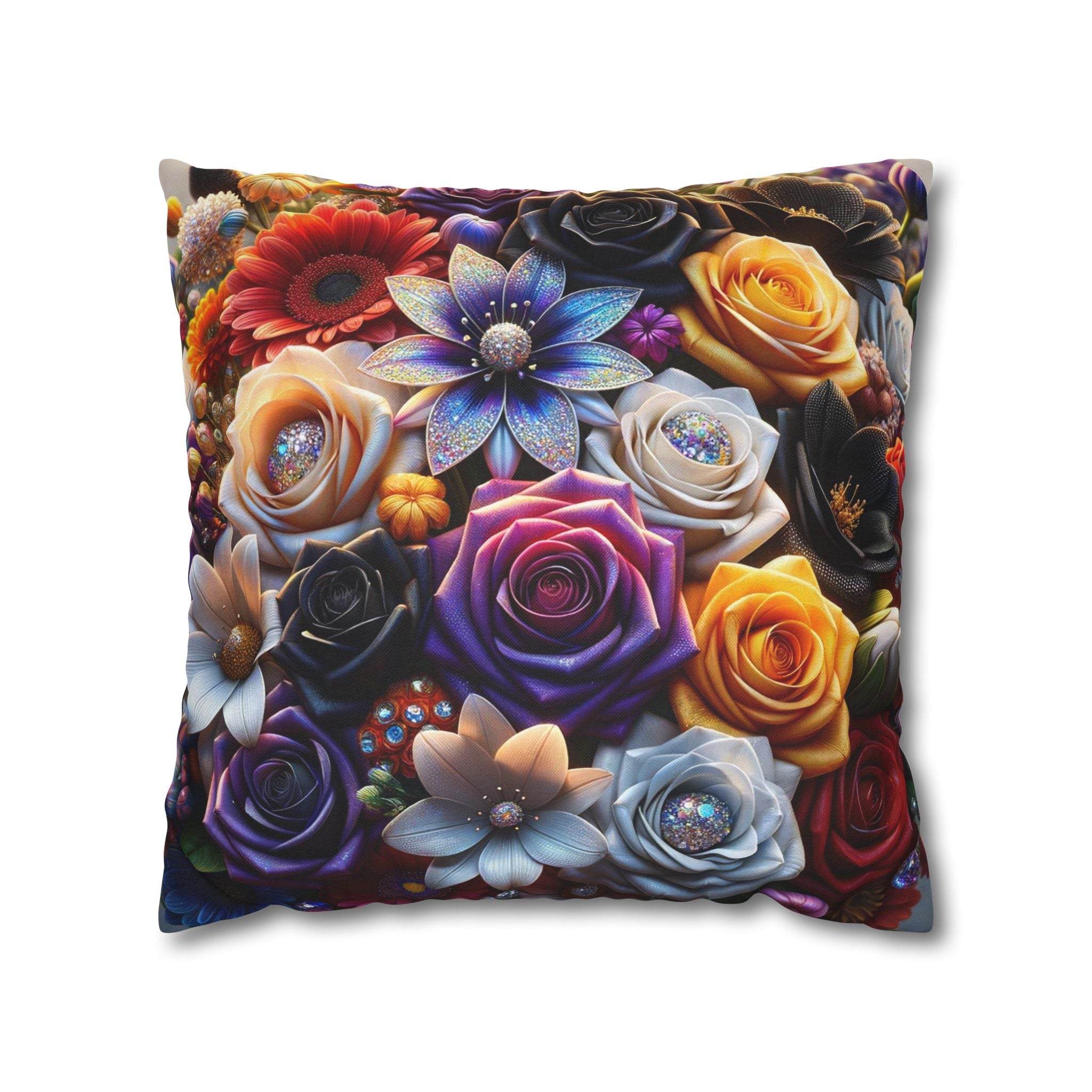 Colourful Bouquet (big flowers) - Polyester Square Pillowcase