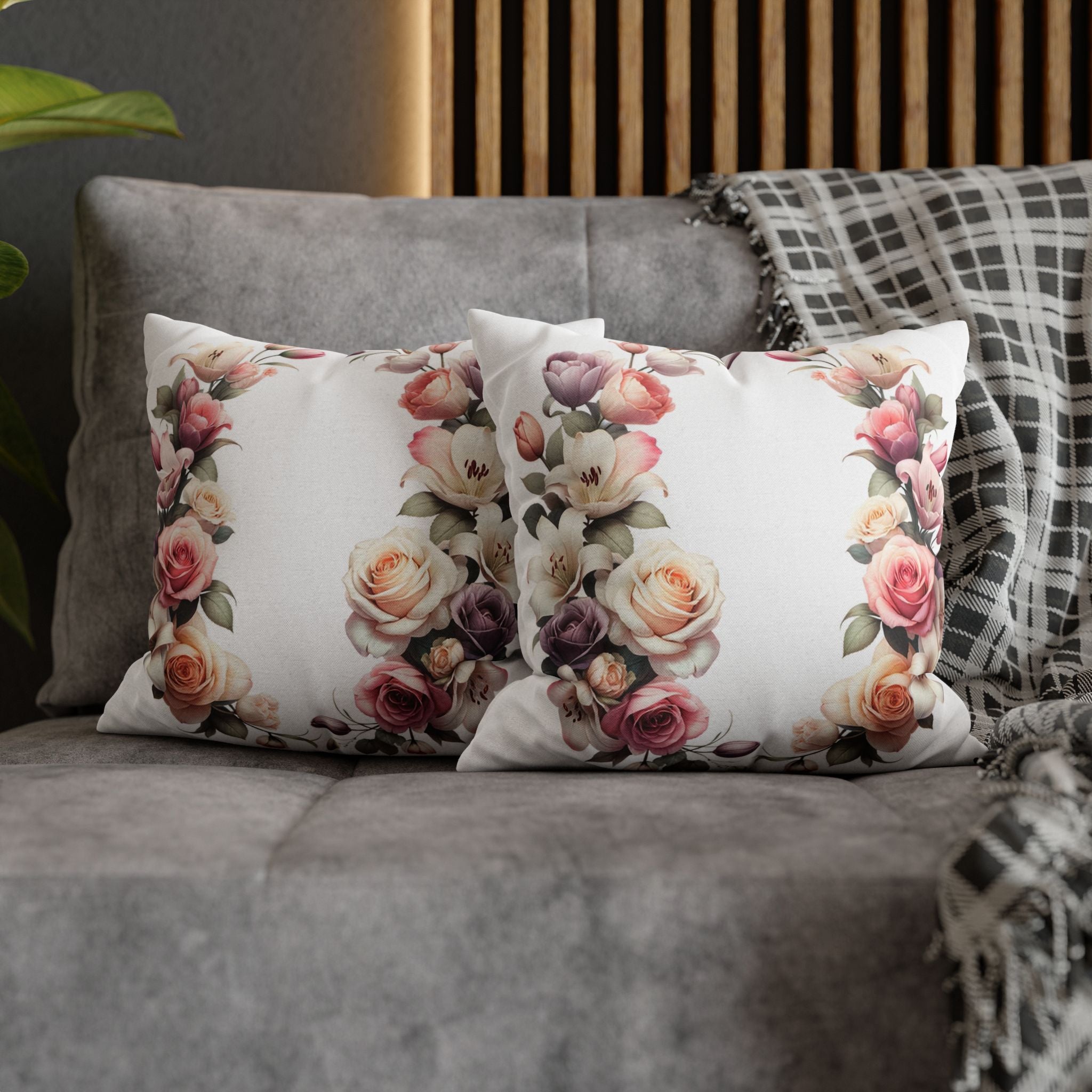 Roses on white background - Polyester Square Pillowcase
