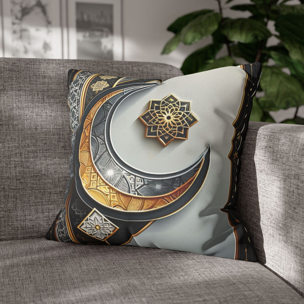 Islamic Art (gold & silver moon)) - Suede Square Pillowcase