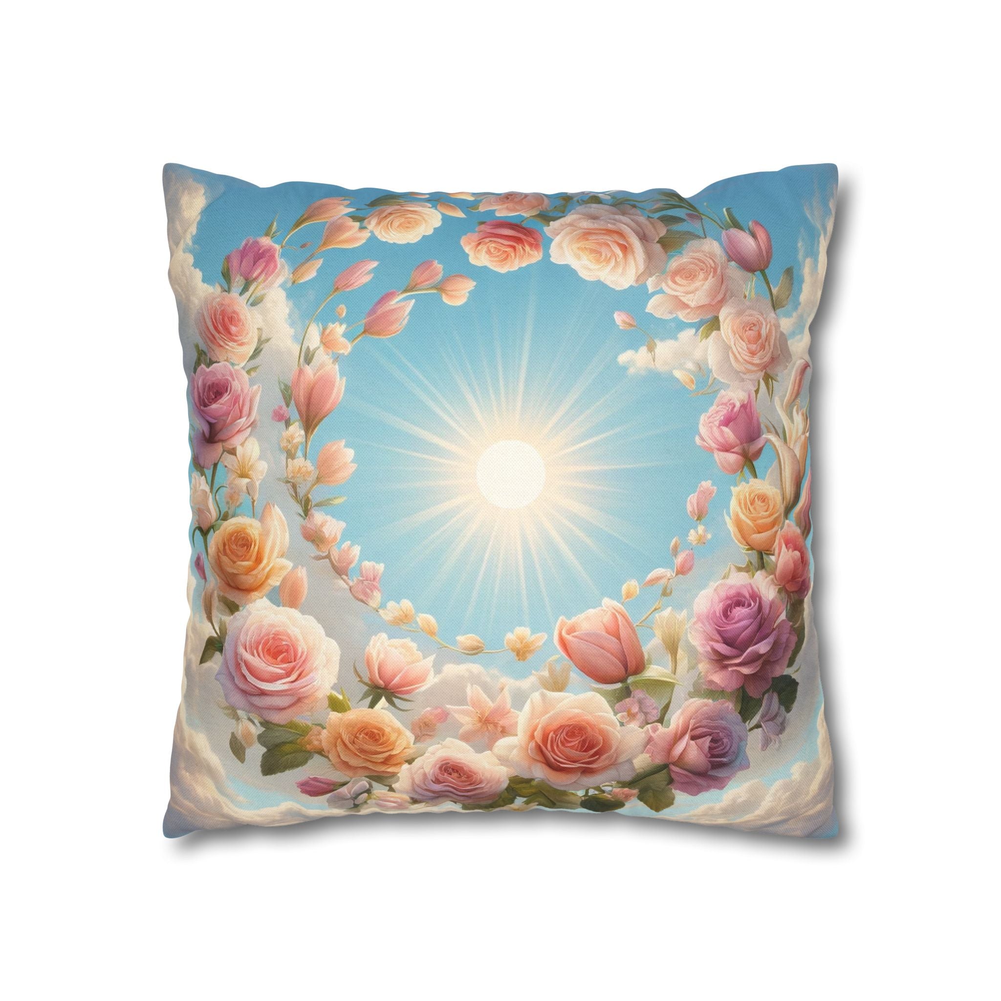 Roses in a circle - Polyester Square Pillowcase