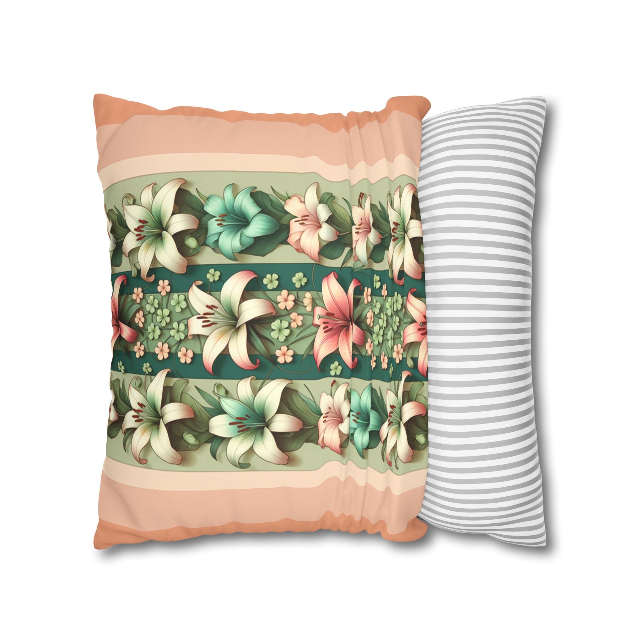 Pastel coloured Lilies - Suede Square Pillowcase