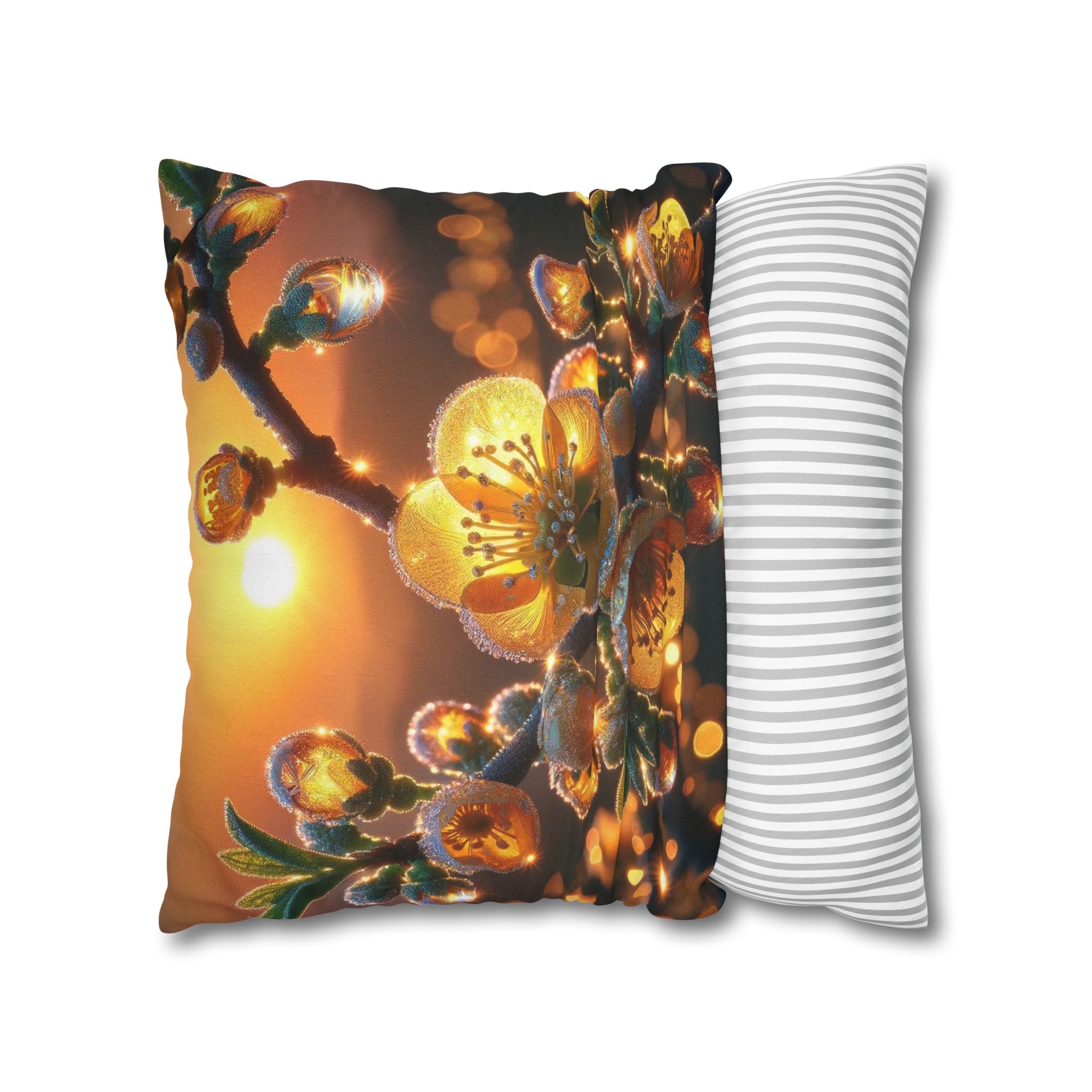 Yellow diamond-like flowers - Polyester Square Pillowcase