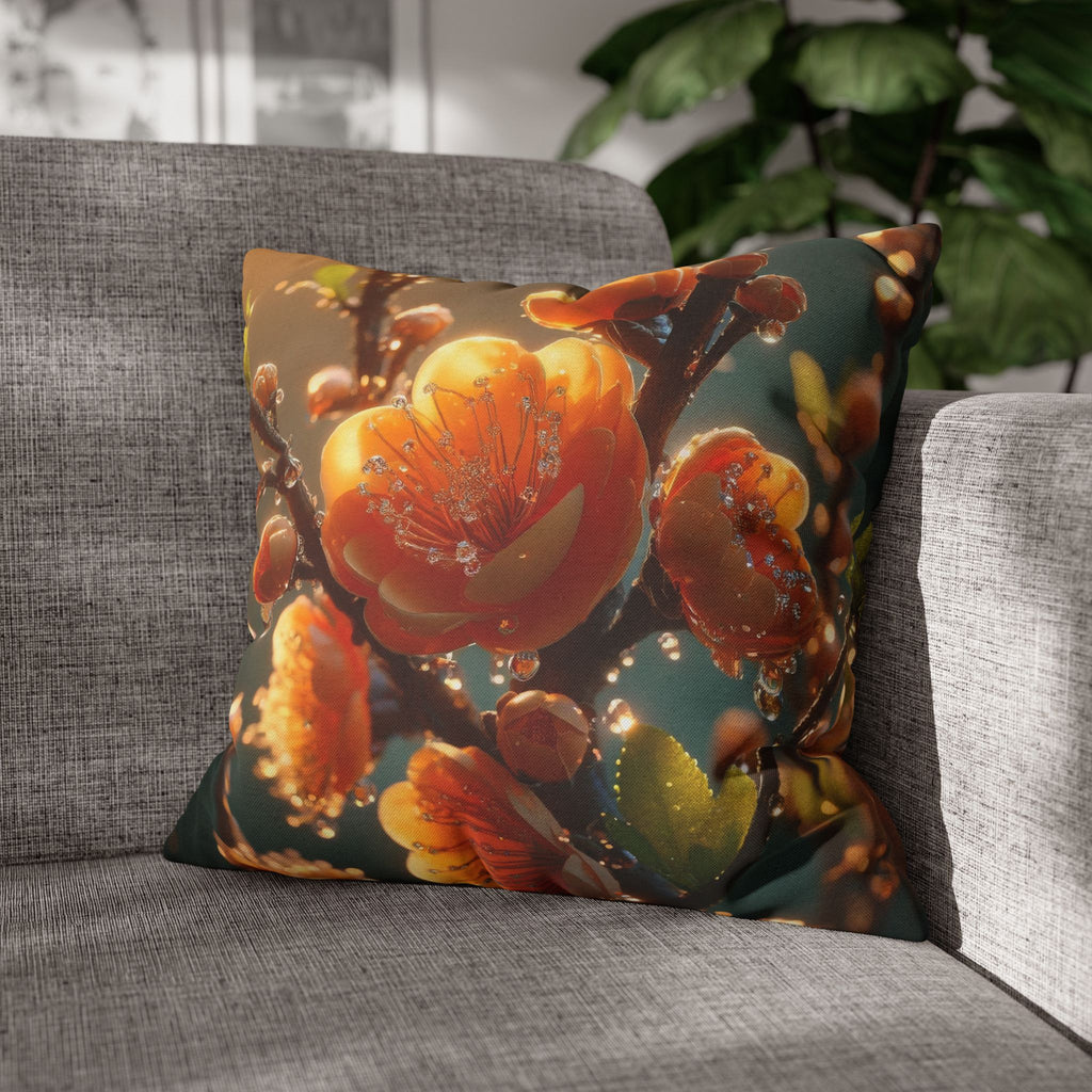 Orange-yellow diamond flowers - Polyester Square Pillowcase