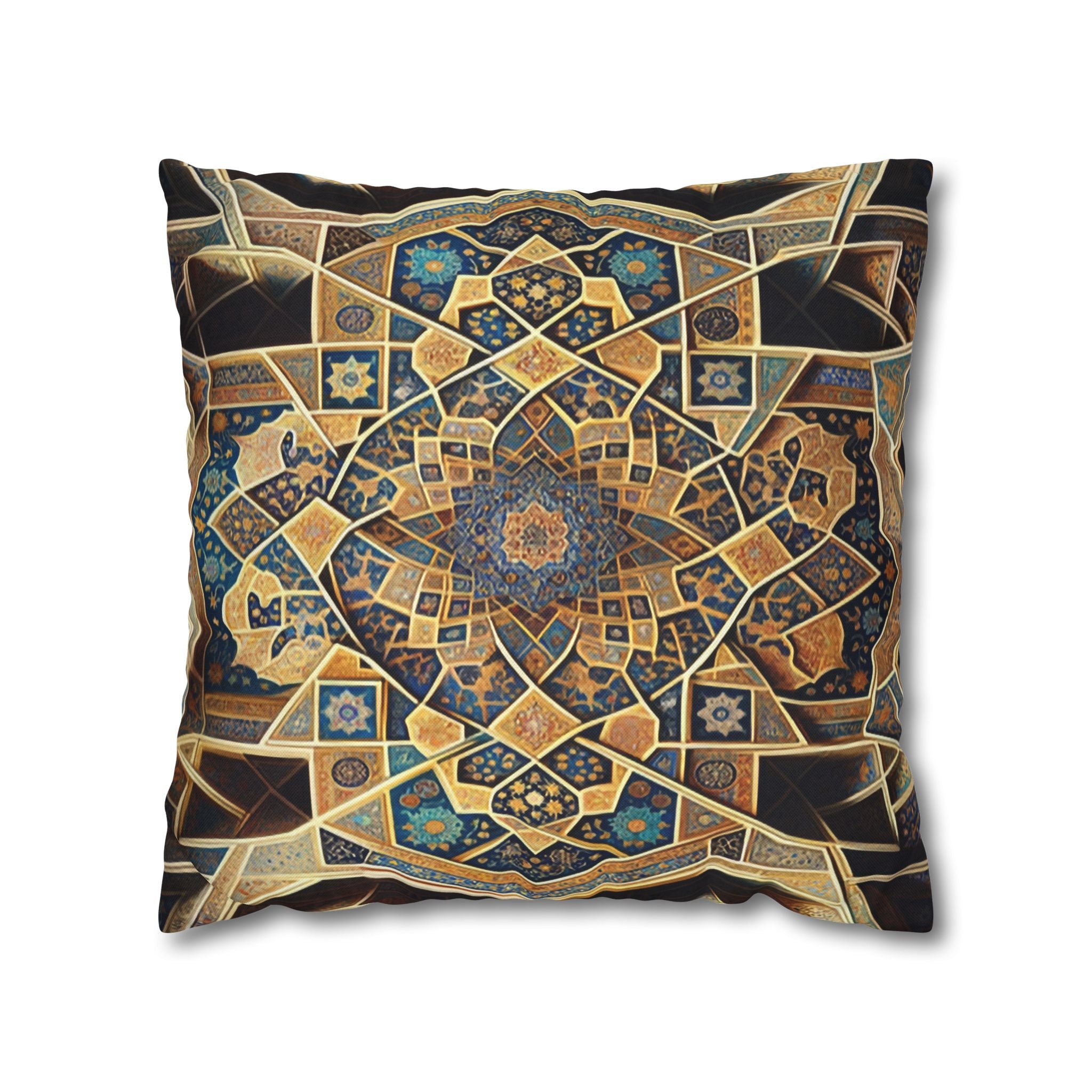 Persian Art, yellow-brown - Polyester Square Pillowcase