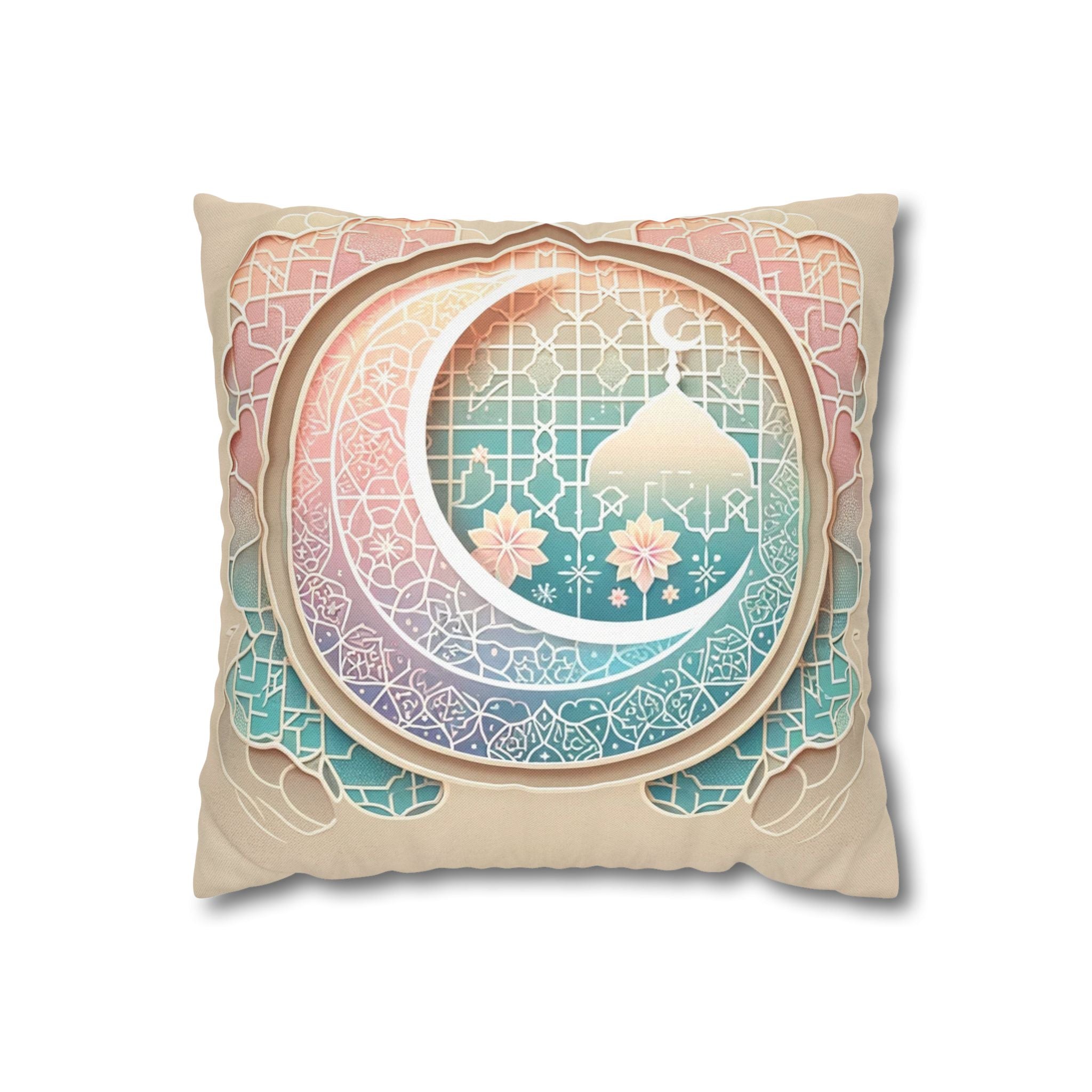 Islamic Art - peach coloured - Polyester Square Pillowcase